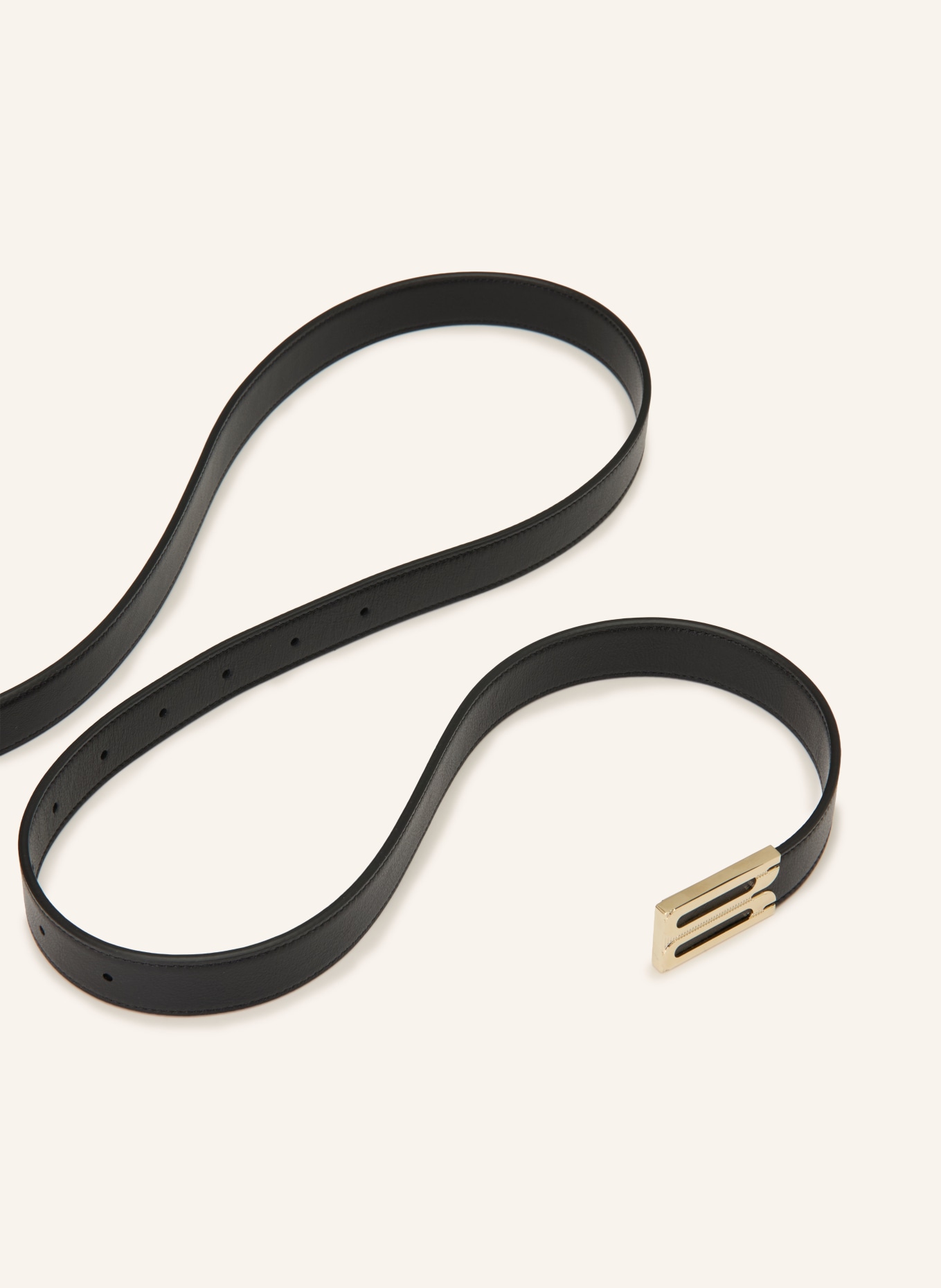 VICTORIA BECKHAM Leather belt: BLACK / GOLD