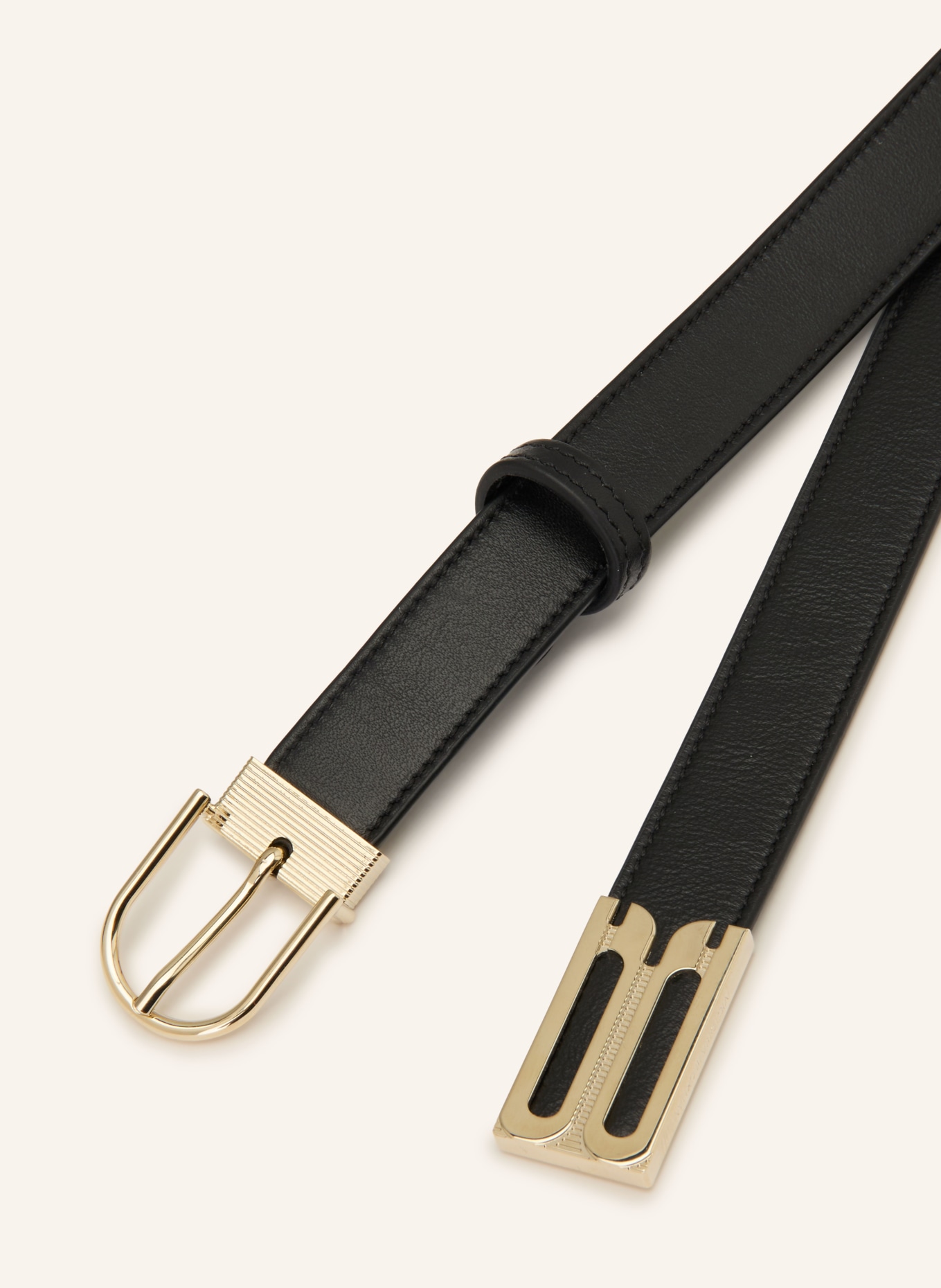 VICTORIA BECKHAM Leather belt: BLACK / GOLD