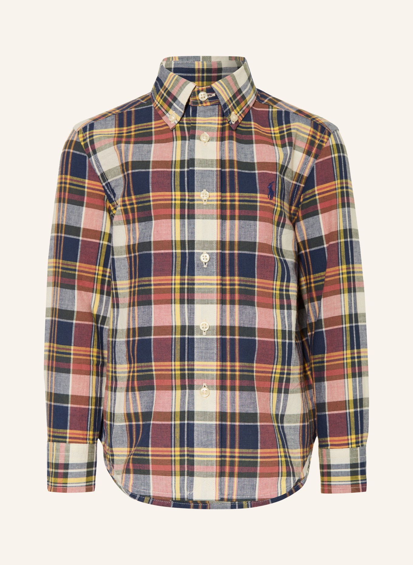 POLO RALPH LAUREN Hemd: DUNKELBLAU / LACHS / DUNKELGELB