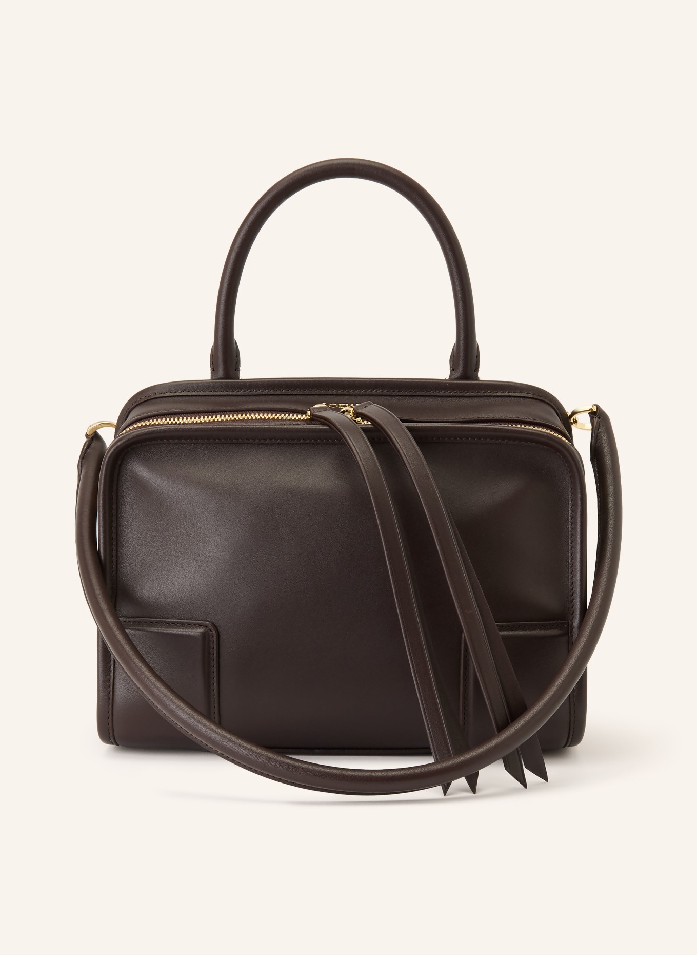 LOEWE Torba na ramię AMAZONA 180 SMALL: CIEMNOBRĄZOWY / ZŁOTY