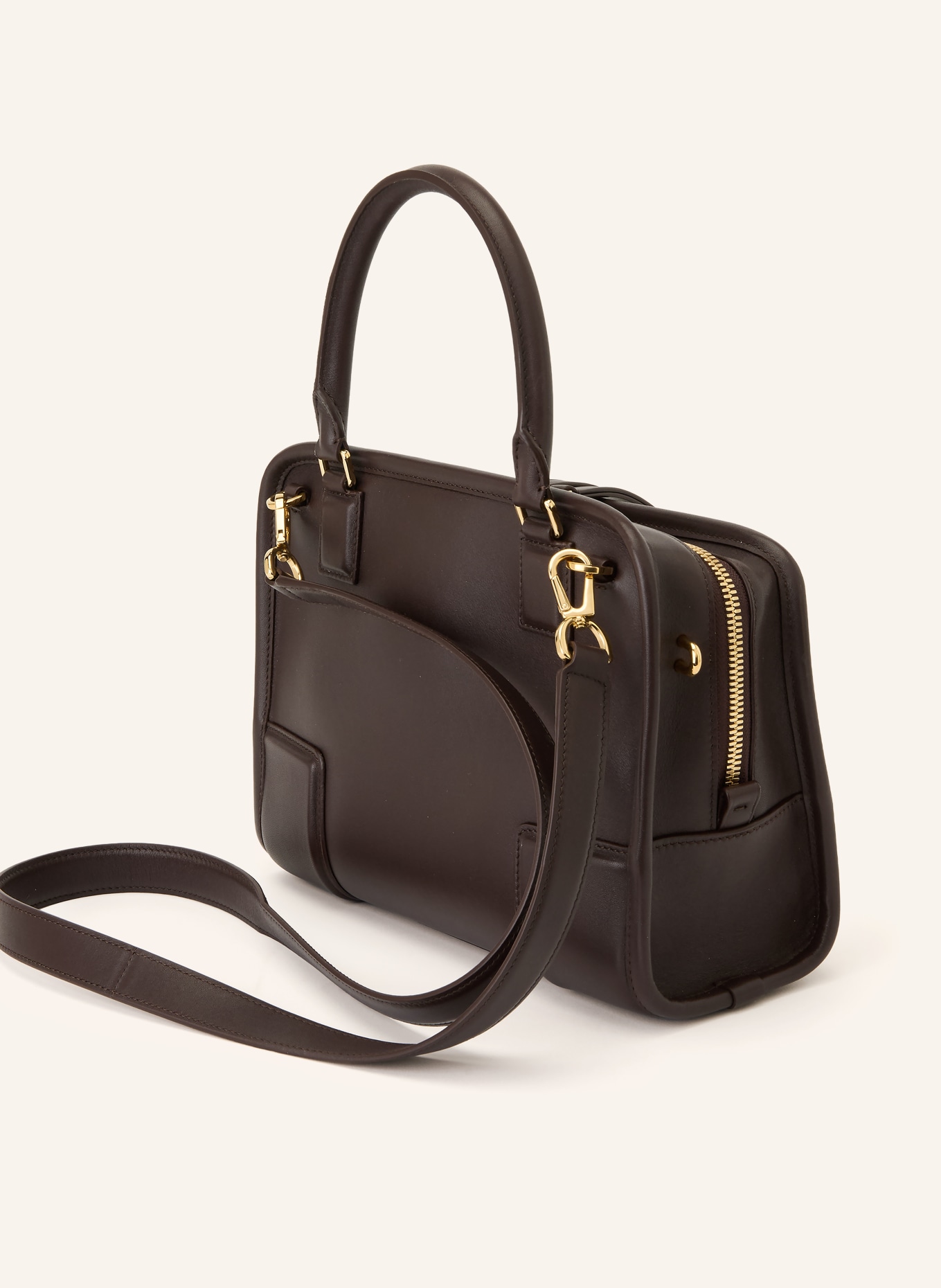 LOEWE Torba na ramię AMAZONA 180 SMALL: CIEMNOBRĄZOWY / ZŁOTY