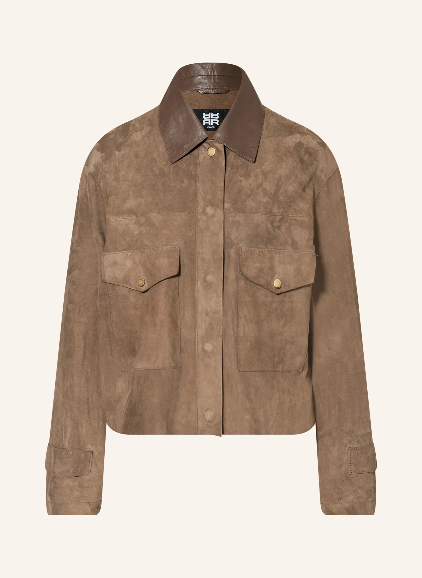 RIANI Leather jacket: BROWN / GOLD