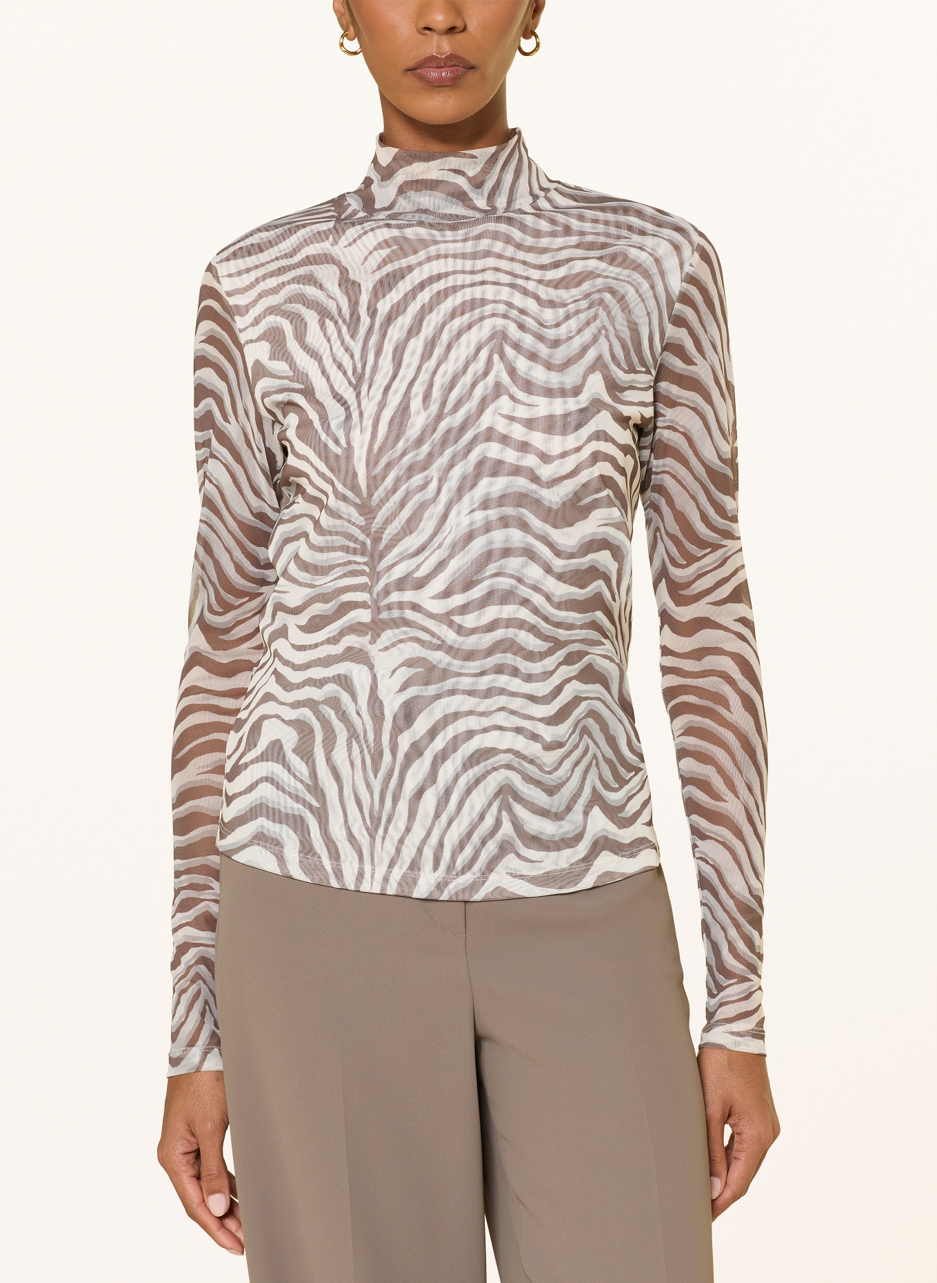 RIANI T-shirt à manches longues en maille: TAUPE / ÉCRU / GRIS