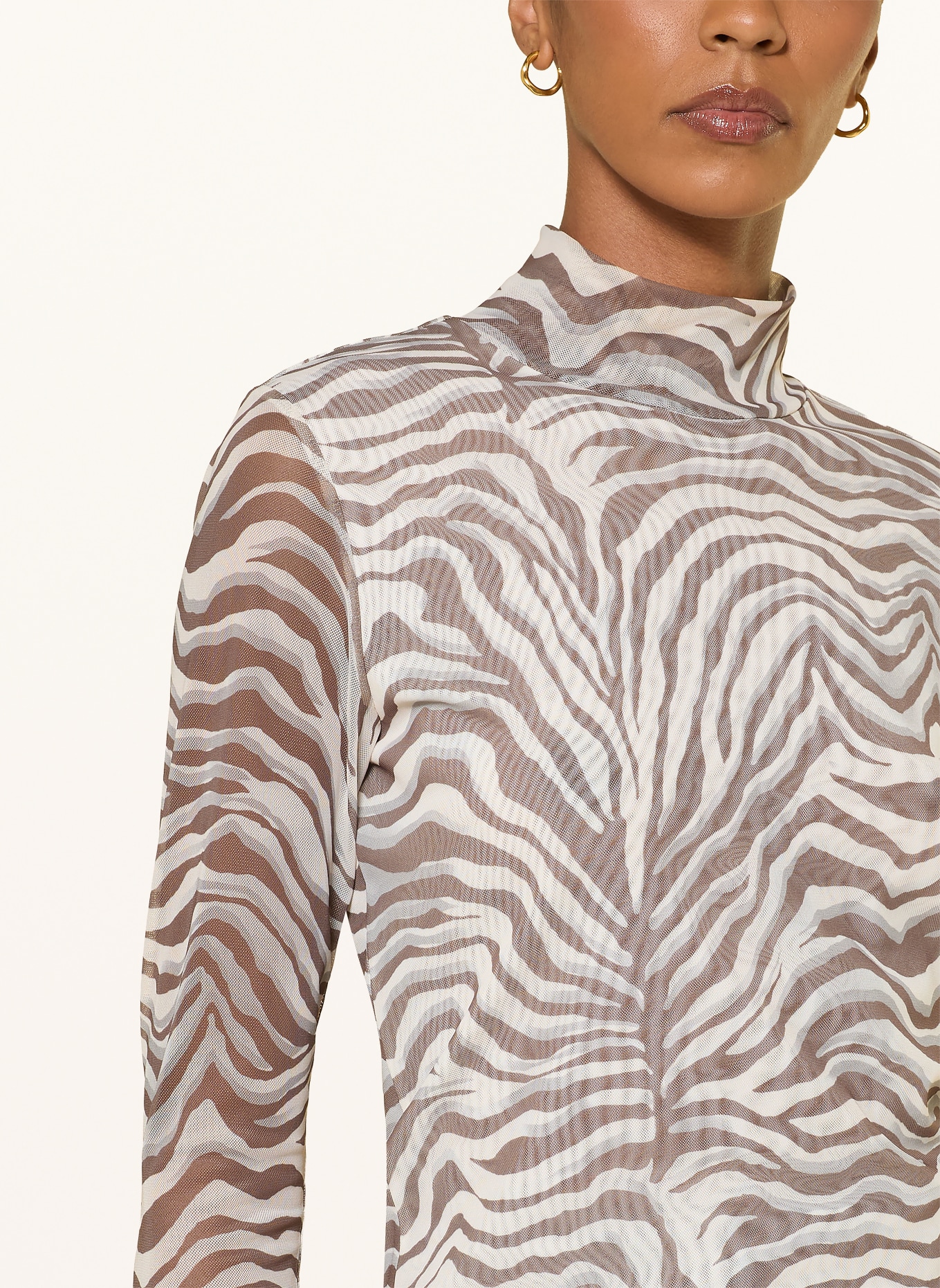 RIANI T-shirt à manches longues en maille: TAUPE / ÉCRU / GRIS
