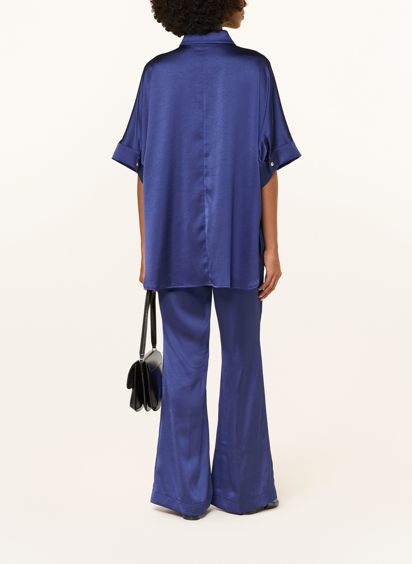 RIANI Oversized-Hemdbluse aus Satin: BLAU