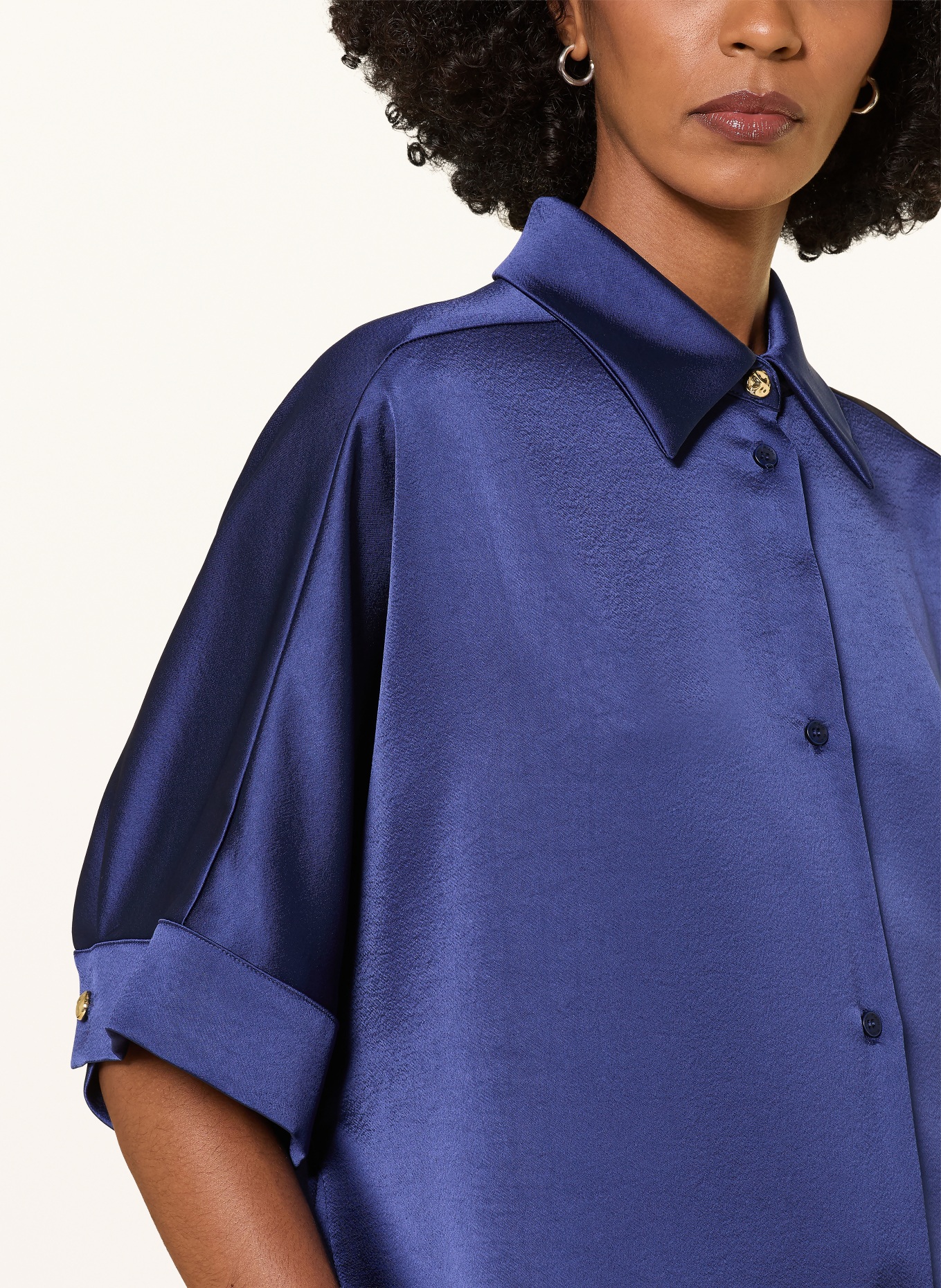 RIANI Oversized-Hemdbluse aus Satin: BLAU