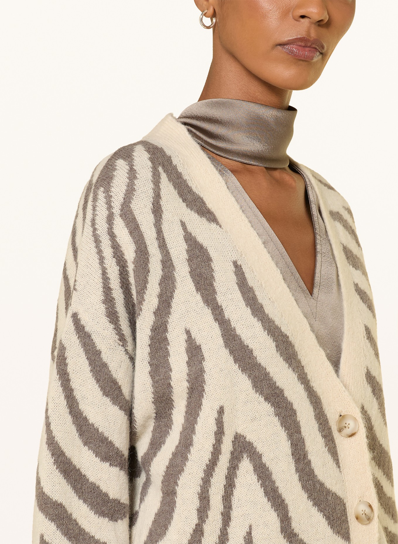 RIANI Strickjacke mit Alpaka: ECRU / TAUPE