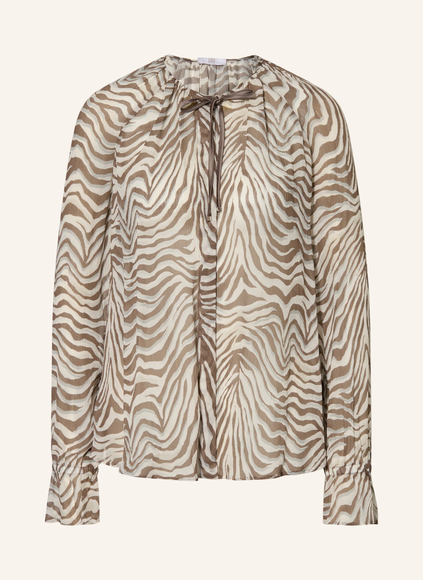 RIANI Blouse with ruffles: BROWN / LIGHT GRAY / GRAY