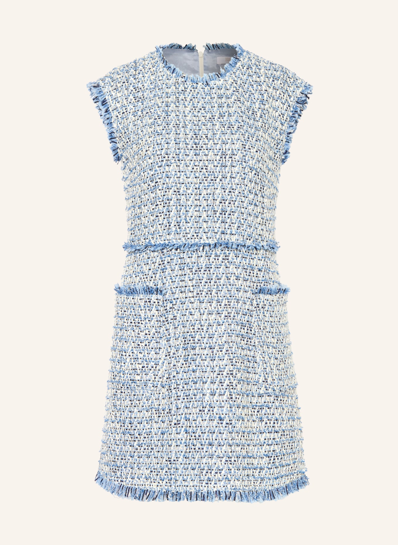 RIANI Tweed dress: LIGHT BLUE / CREAM / DARK BLUE