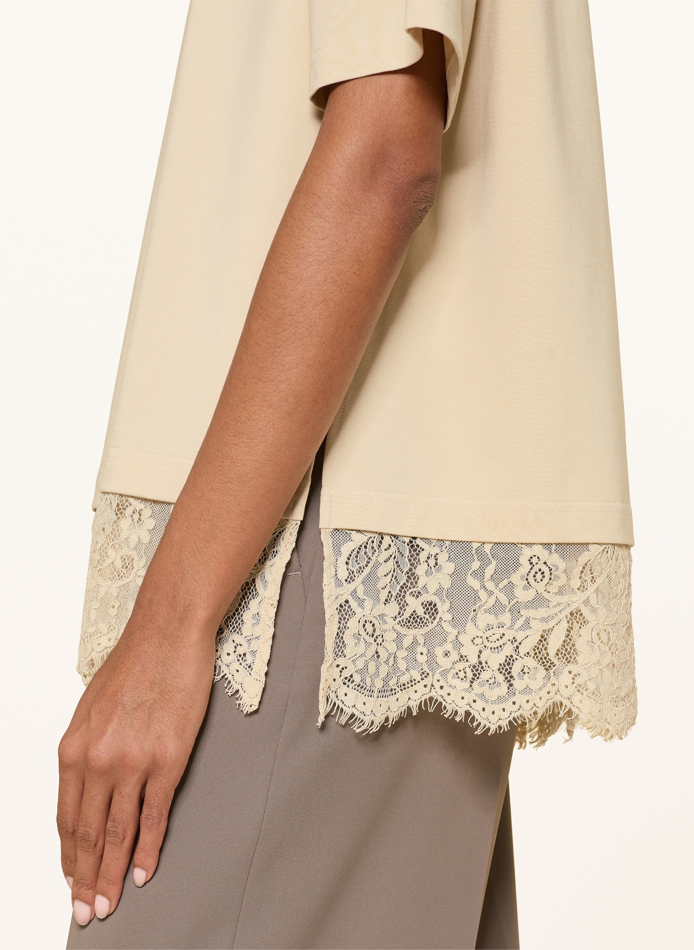 RIANI T-Shirt mit Spitze: BEIGE