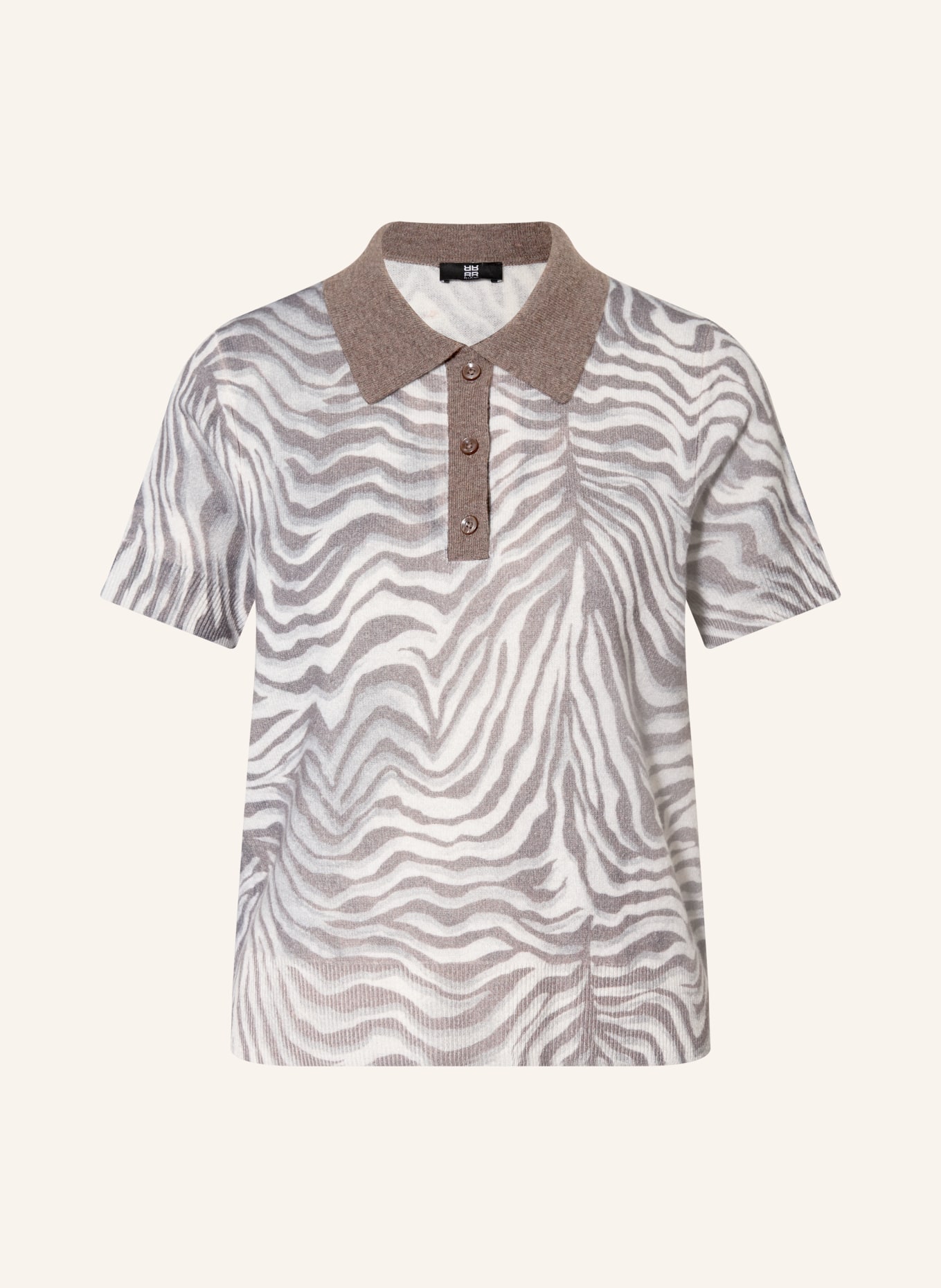 RIANI Strick-Poloshirt: GRAU / BRAUN / HELLGRAU