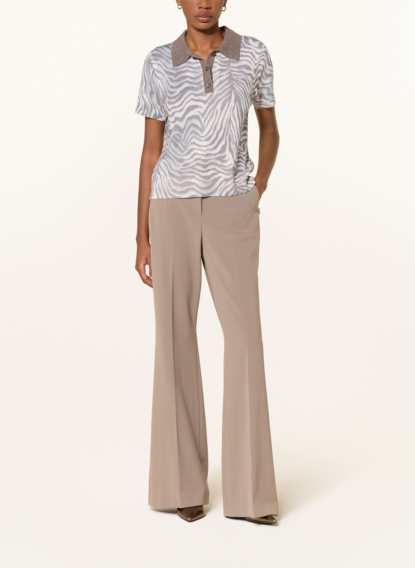 RIANI Strick-Poloshirt: GRAU / BRAUN / HELLGRAU