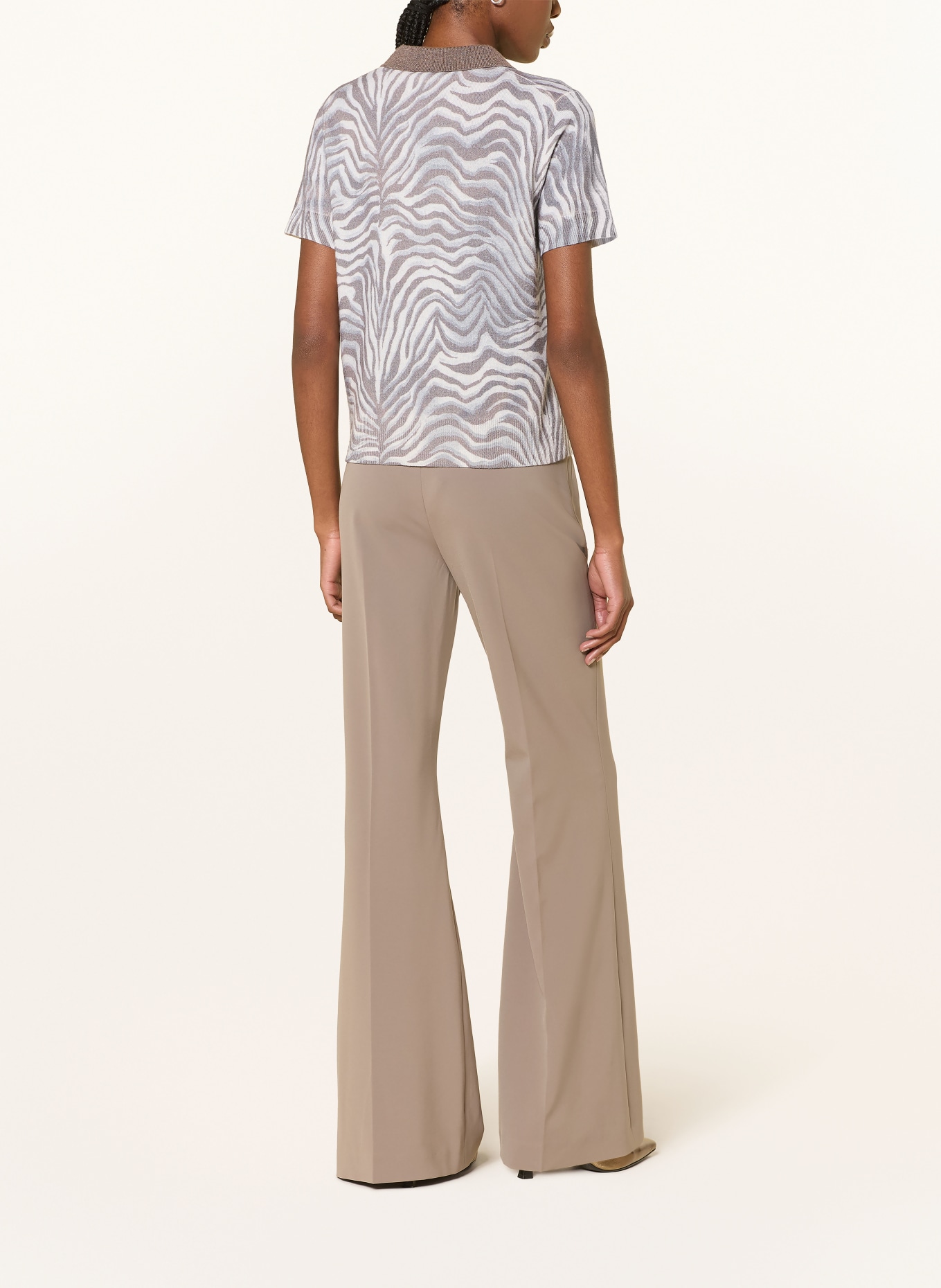 RIANI Strick-Poloshirt: GRAU / BRAUN / HELLGRAU