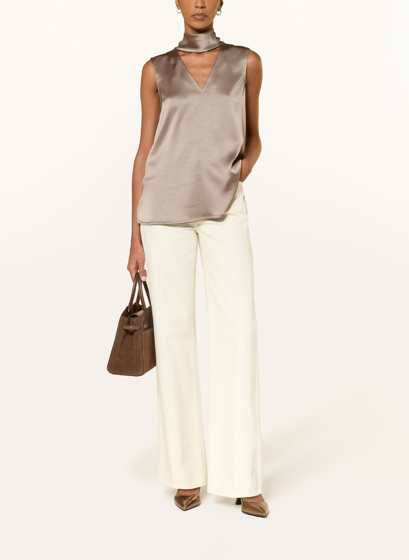 RIANI Satintop mit Schluppe: TAUPE