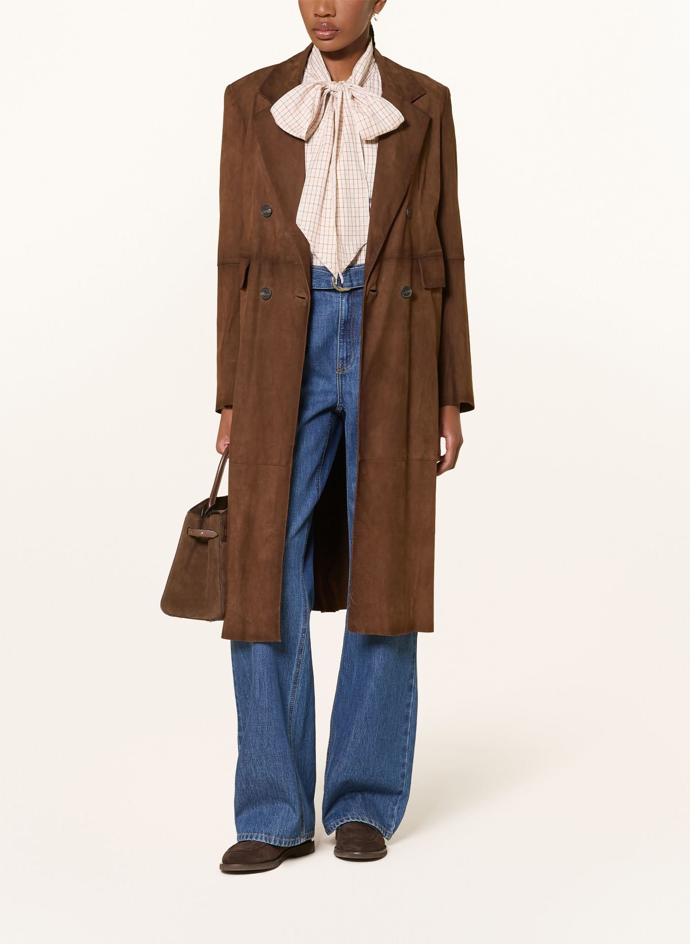 RIANI leather coat: DARK BROWN