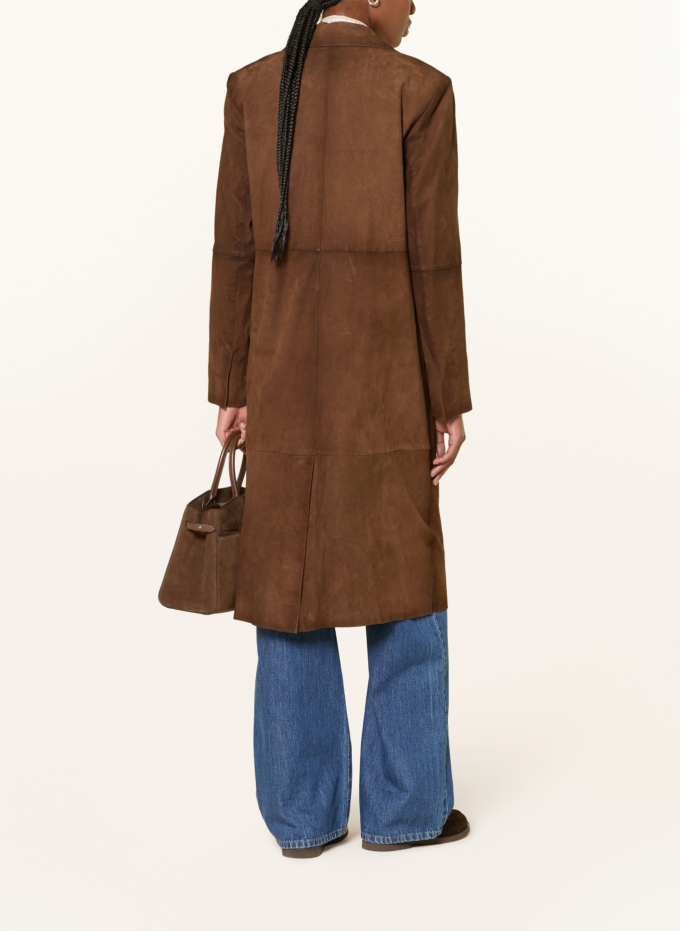 RIANI leather coat: DARK BROWN
