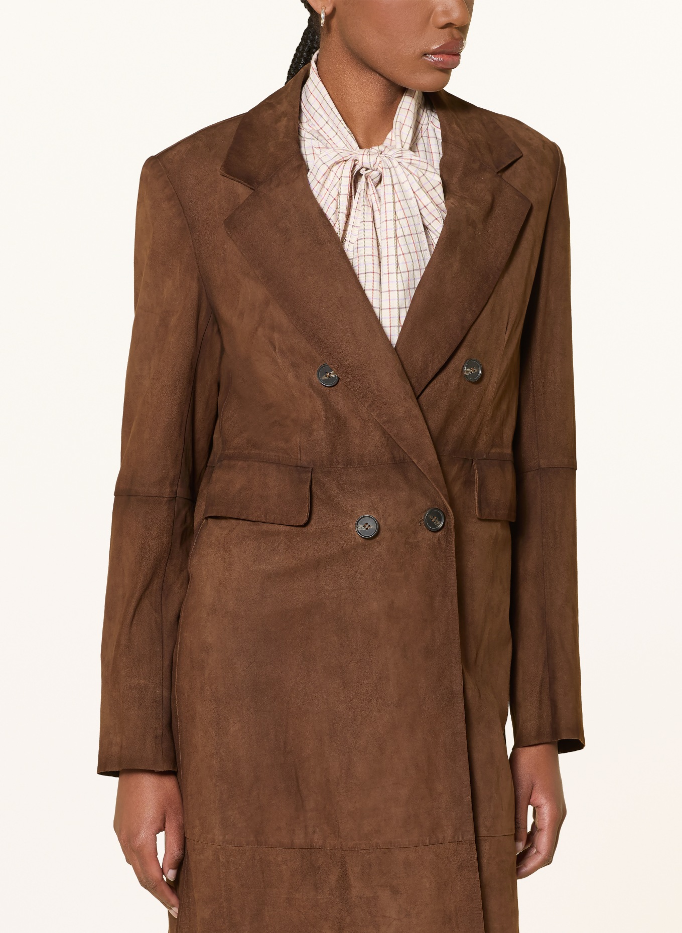 RIANI leather coat: DARK BROWN