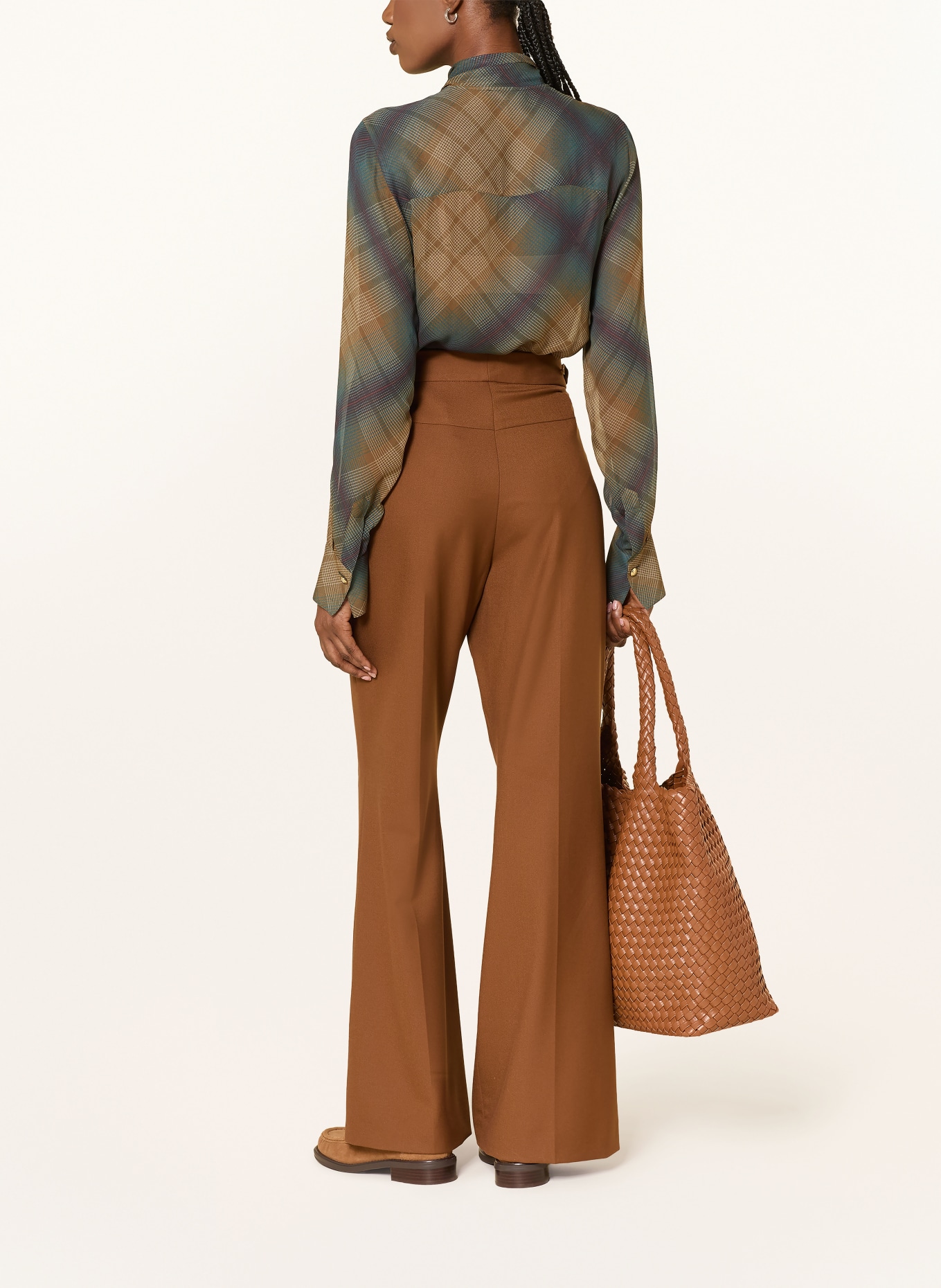 RIANI Schluppenbluse: COGNAC / ROT / GRÜN