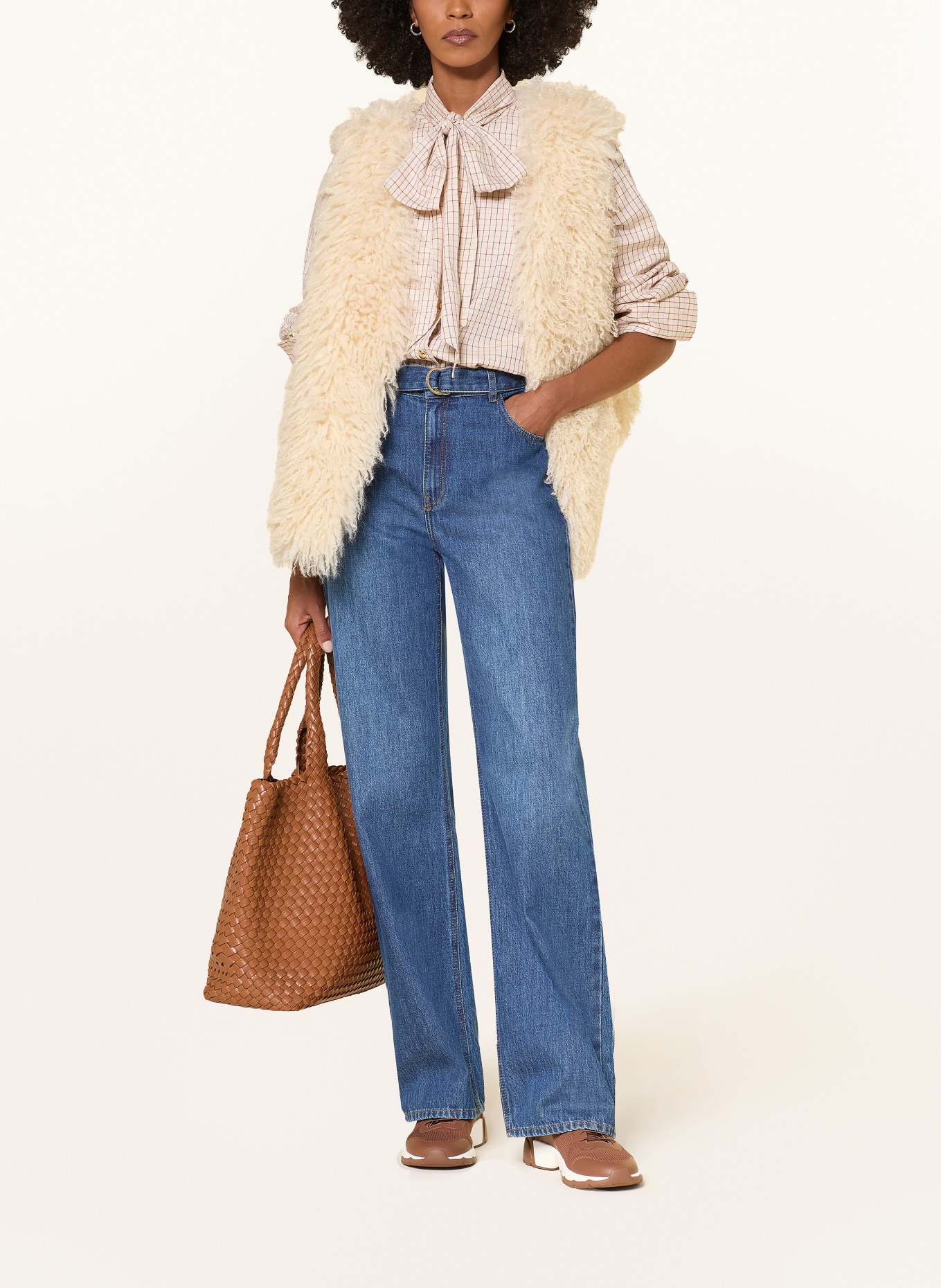 RIANI Schluppenbluse: BEIGE / HELLLILA / GRÜN