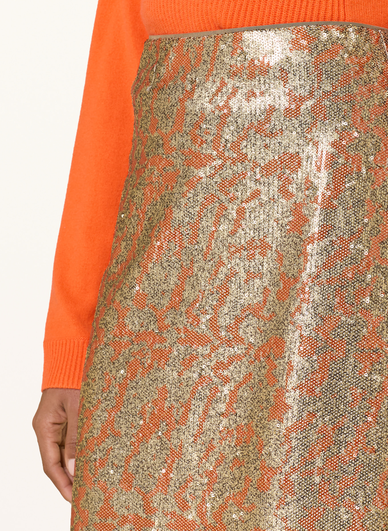 RIANI Rock mit Pailletten: GOLD / ORANGE