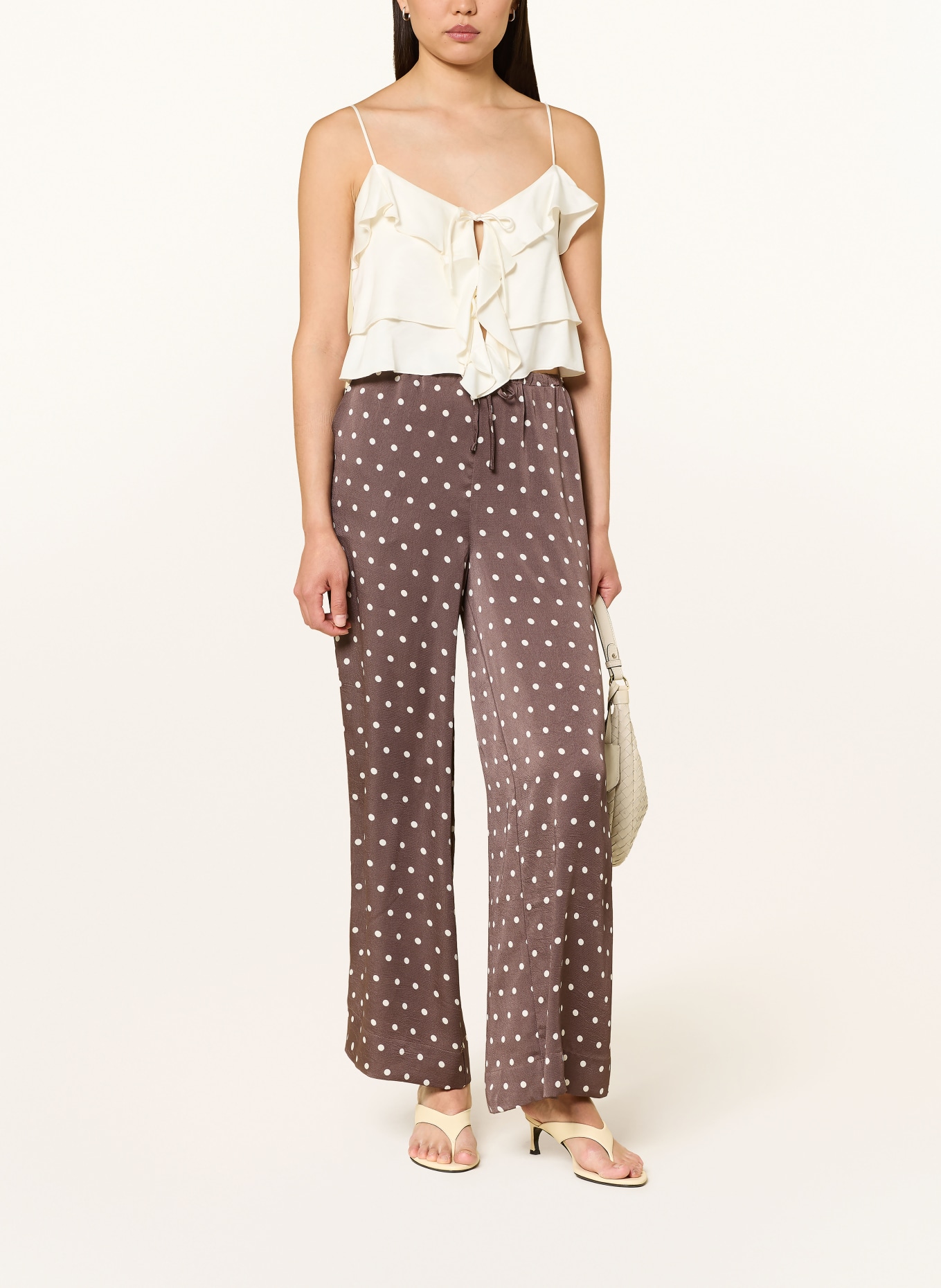 NEO NOIR Hose SEBBA: DUNKELBRAUN / WEISS