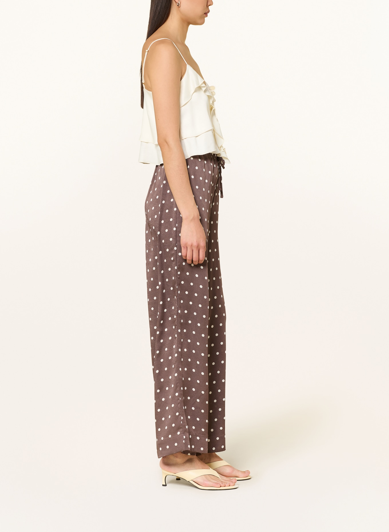 NEO NOIR Hose SEBBA: DUNKELBRAUN / WEISS