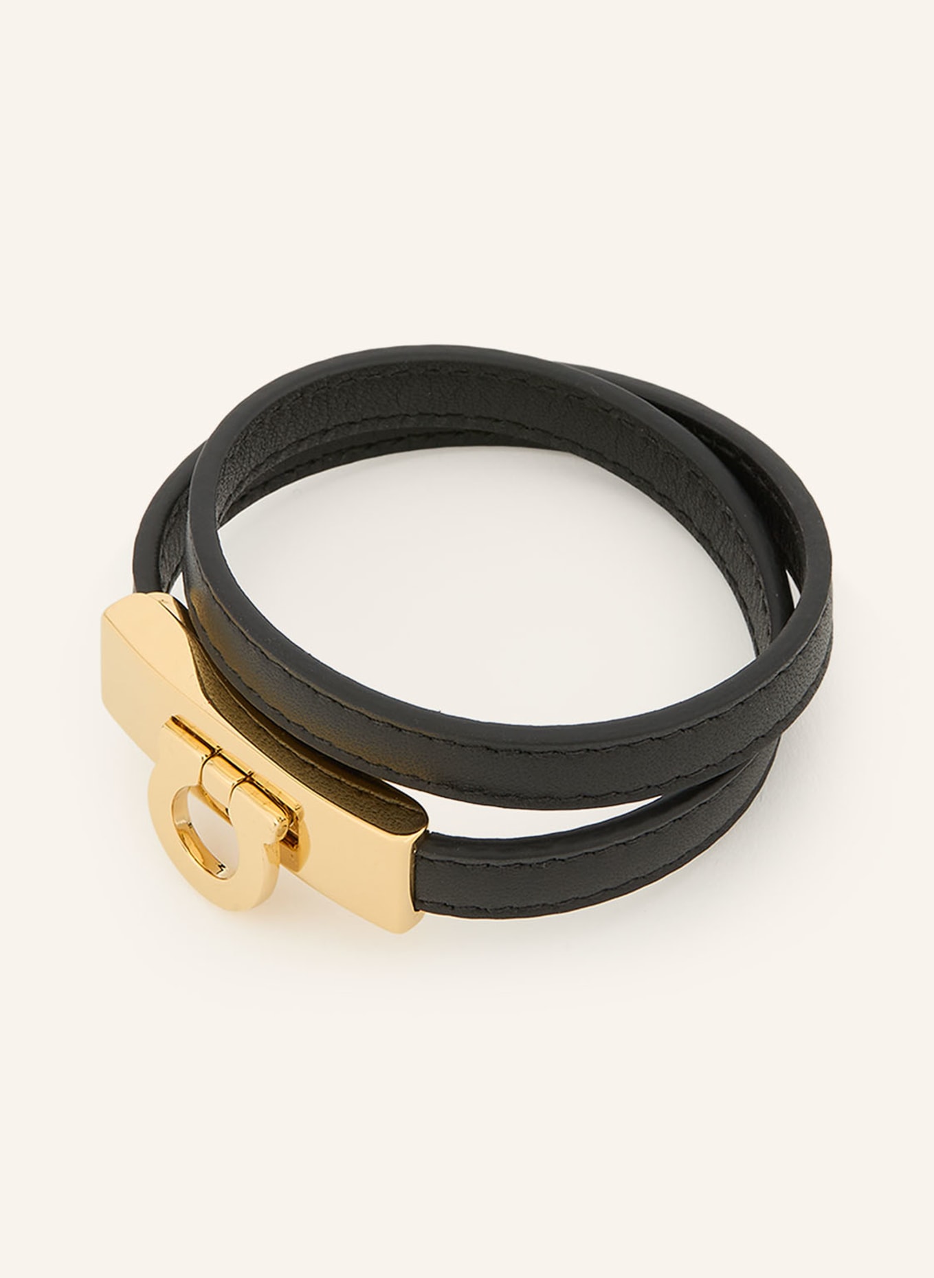 FERRAGAMO Brățară HUG: NEGRU / AUR