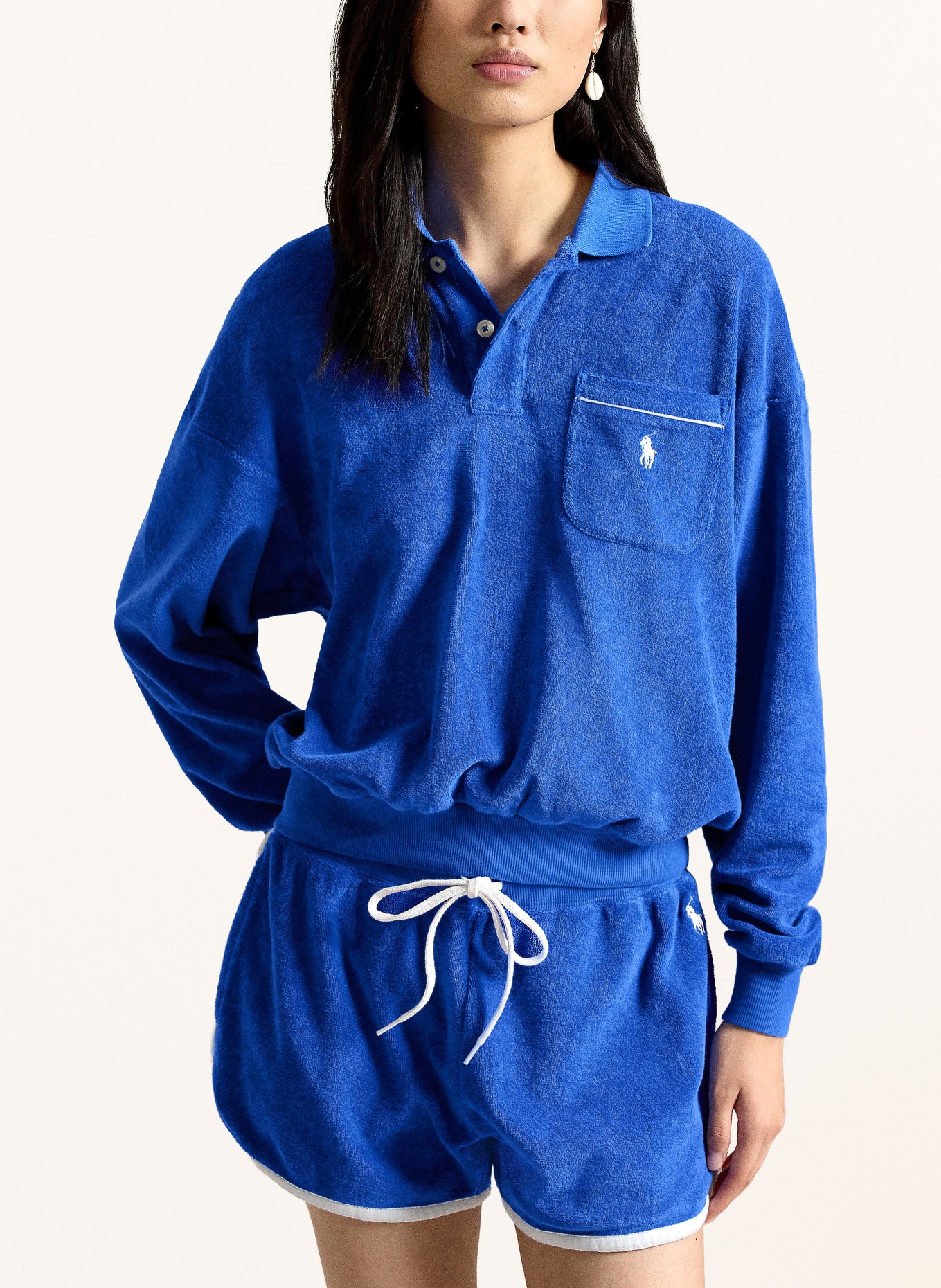 POLO RALPH LAUREN Frottee-Poloshirt: DUNKELBLAU