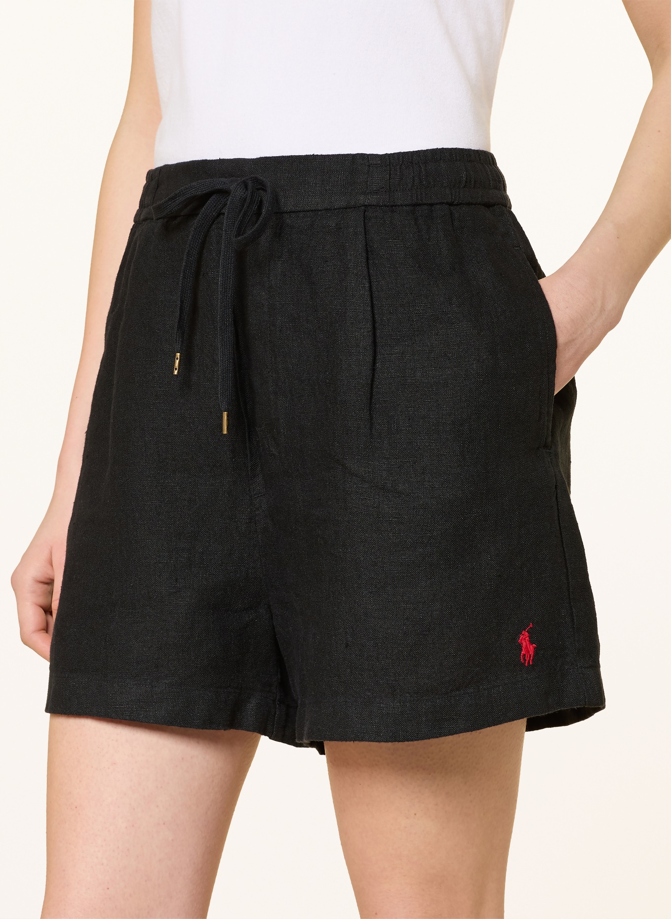 POLO RALPH LAUREN szorty z lnu: CZARNY