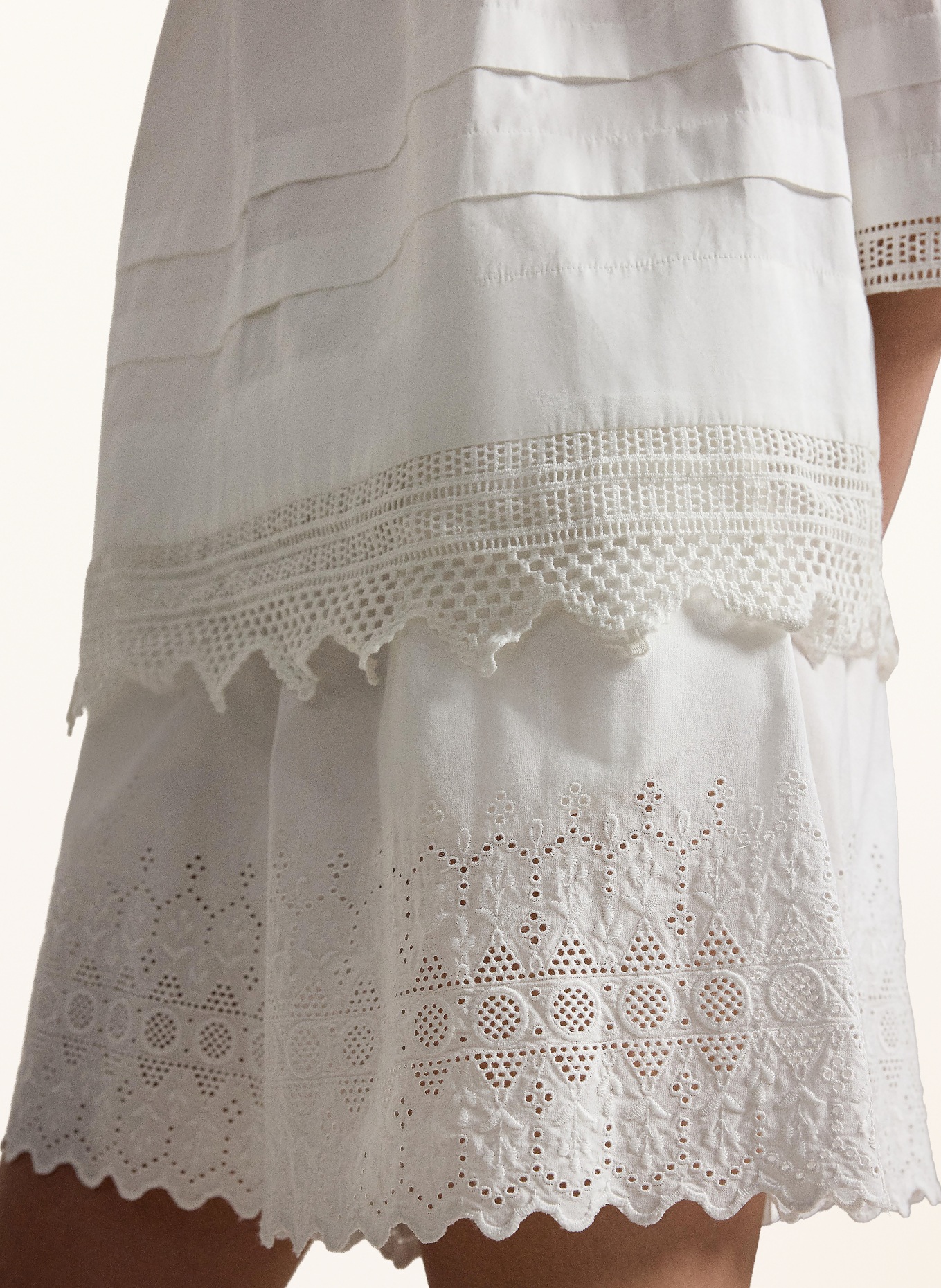 POLO RALPH LAUREN Shorts mit Lochspitze: WEISS