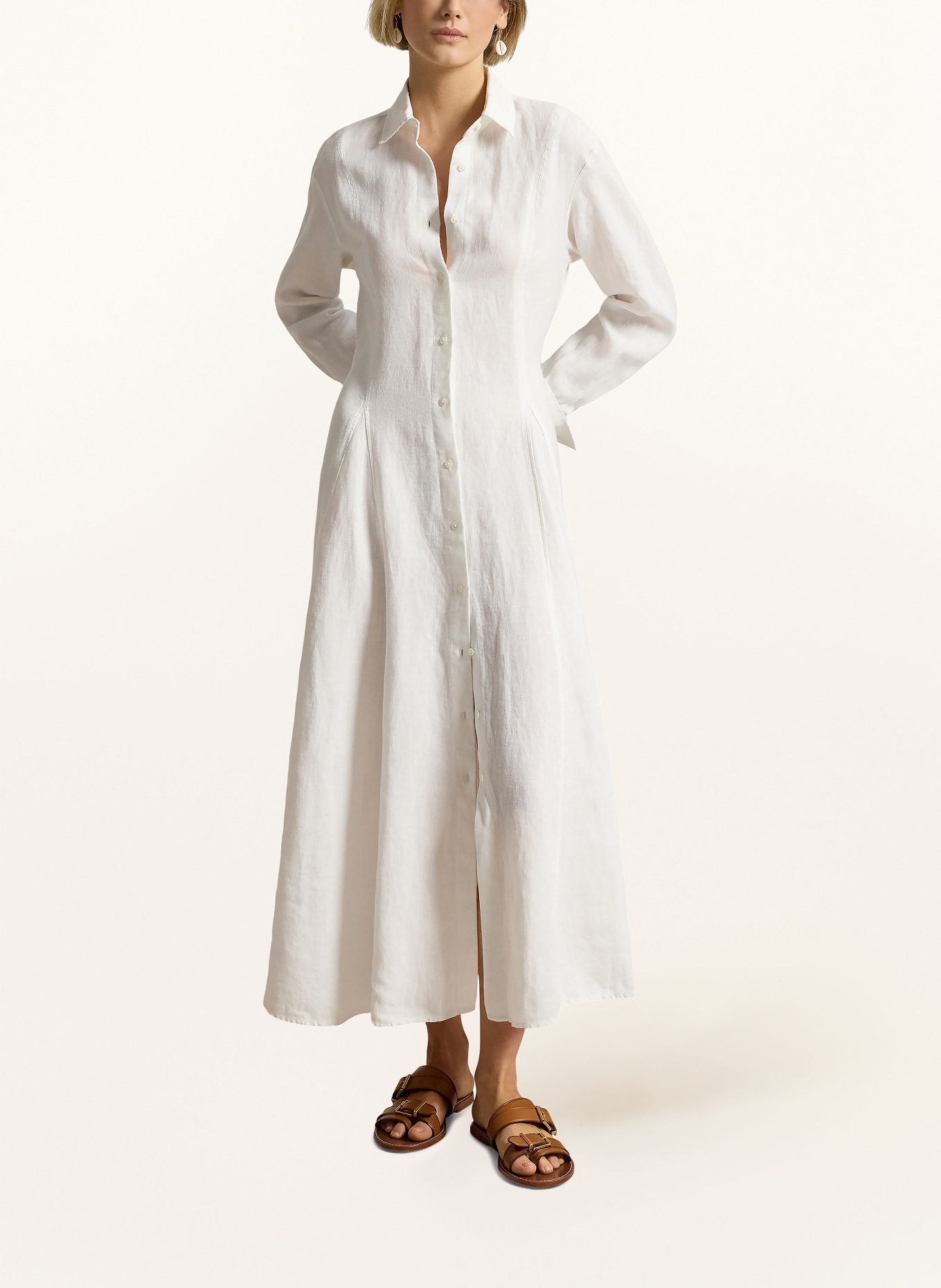 POLO RALPH LAUREN Sukienka koszulowa z lnu: BIAŁY