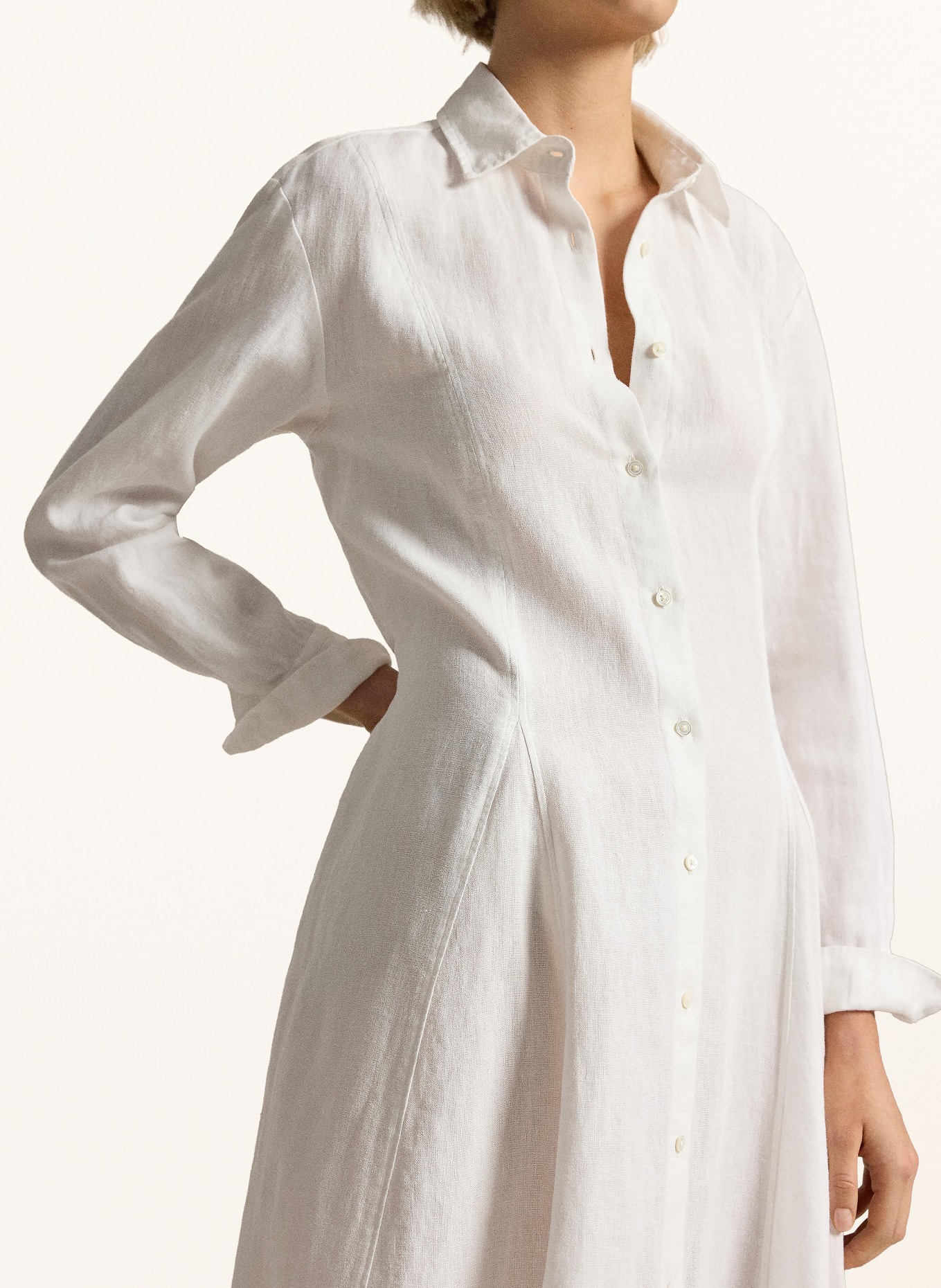 POLO RALPH LAUREN Sukienka koszulowa z lnu: BIAŁY