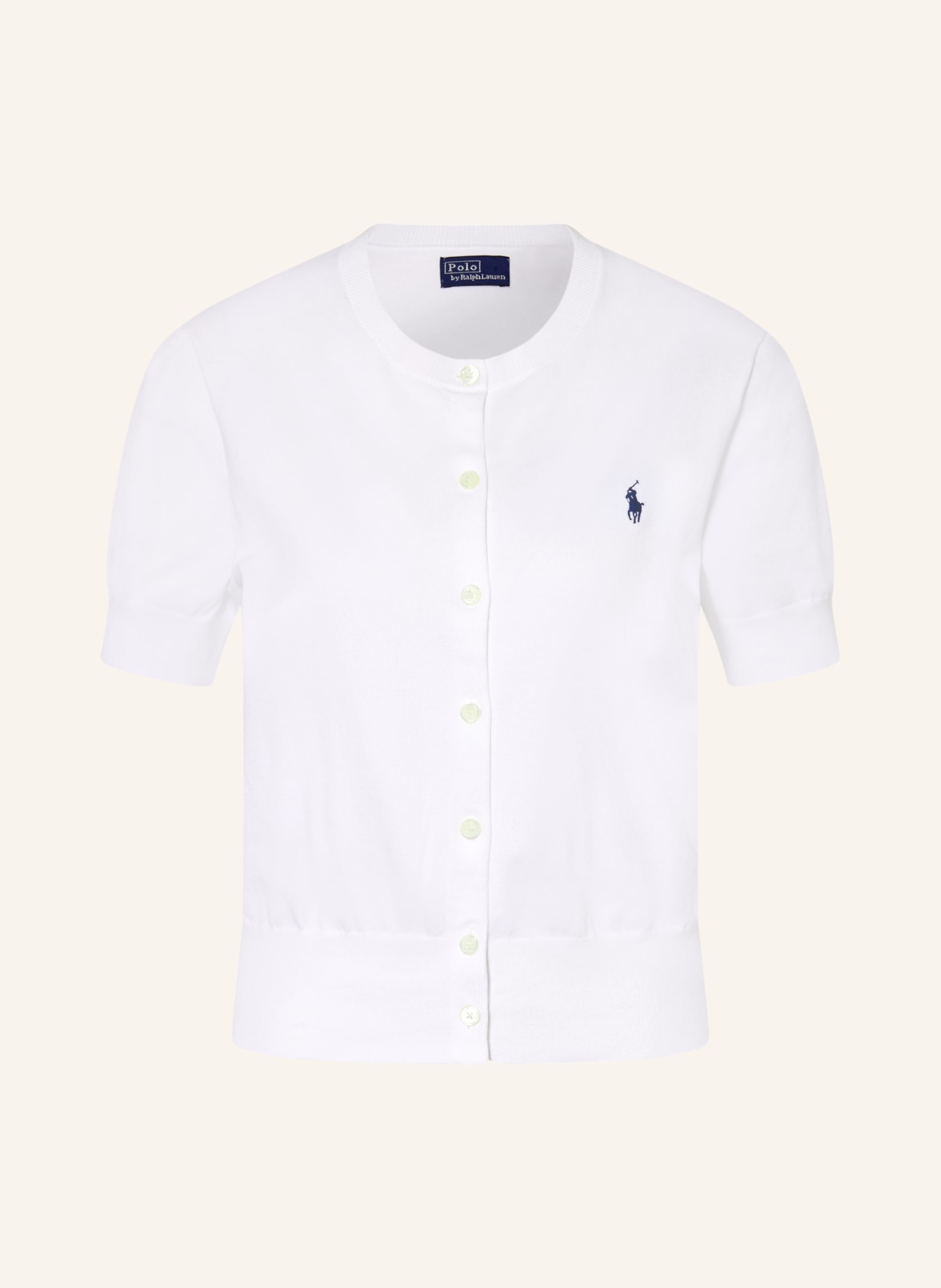 POLO RALPH LAUREN Strickjacke: WEISS / DUNKELBLAU