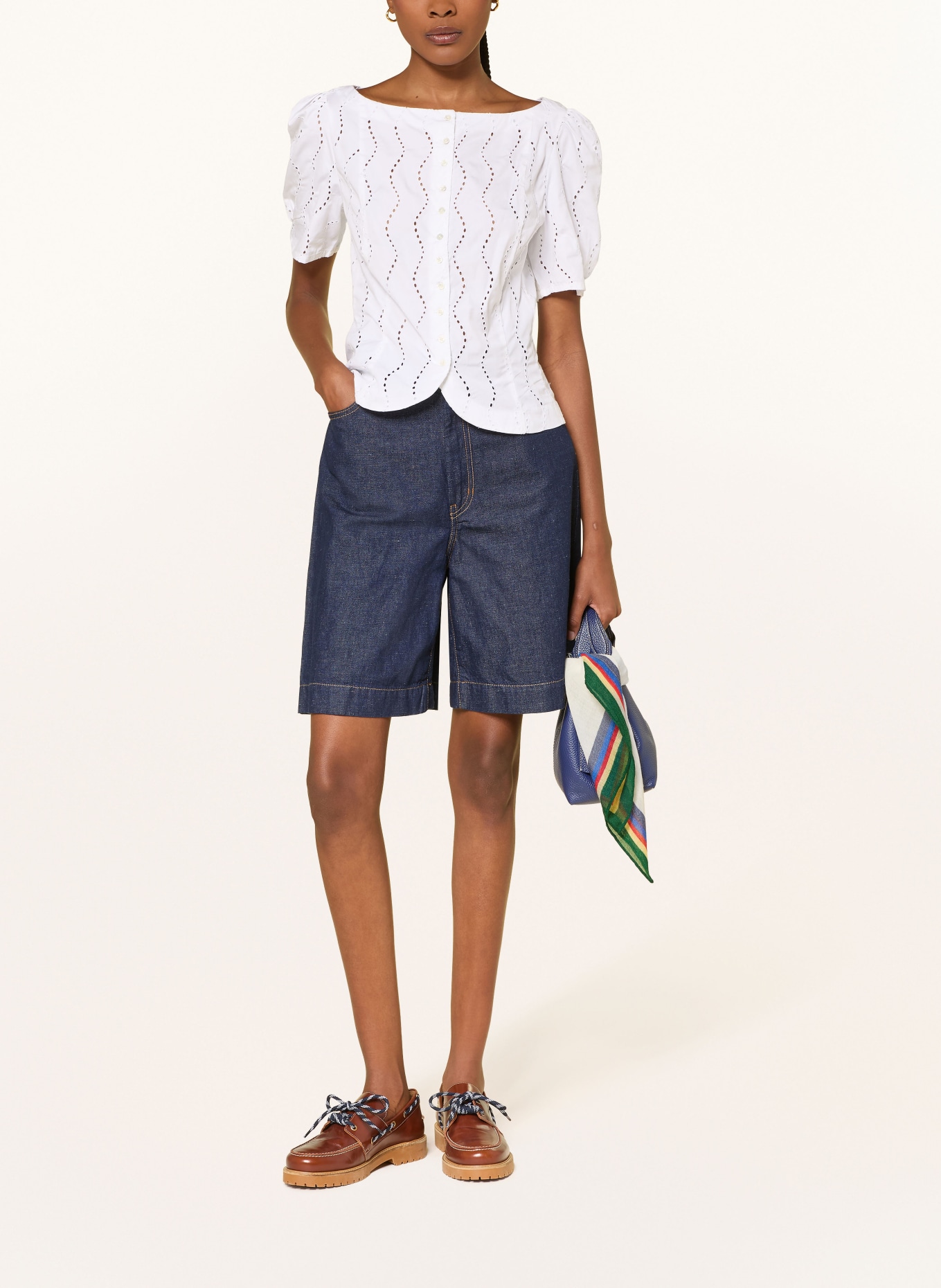 POLO RALPH LAUREN Bluse mit Lochspitze: WEISS