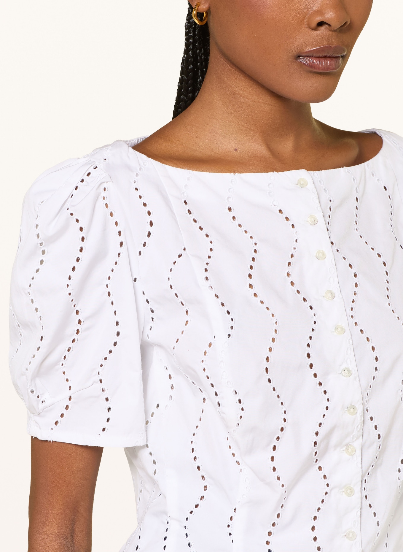 POLO RALPH LAUREN Bluse mit Lochspitze: WEISS