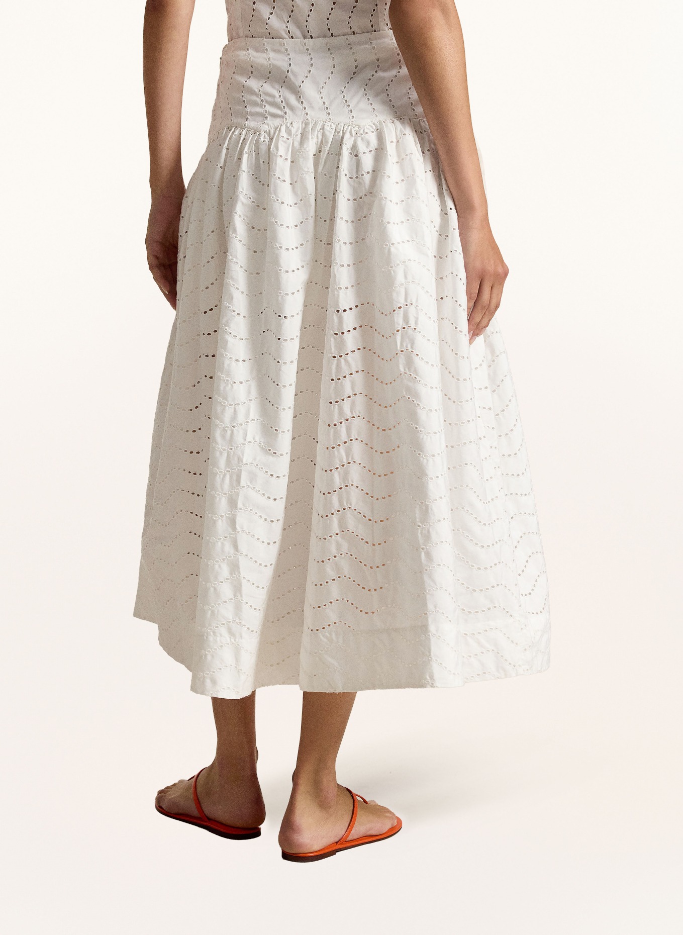 POLO RALPH LAUREN Rock mit Lochspitze: WEISS