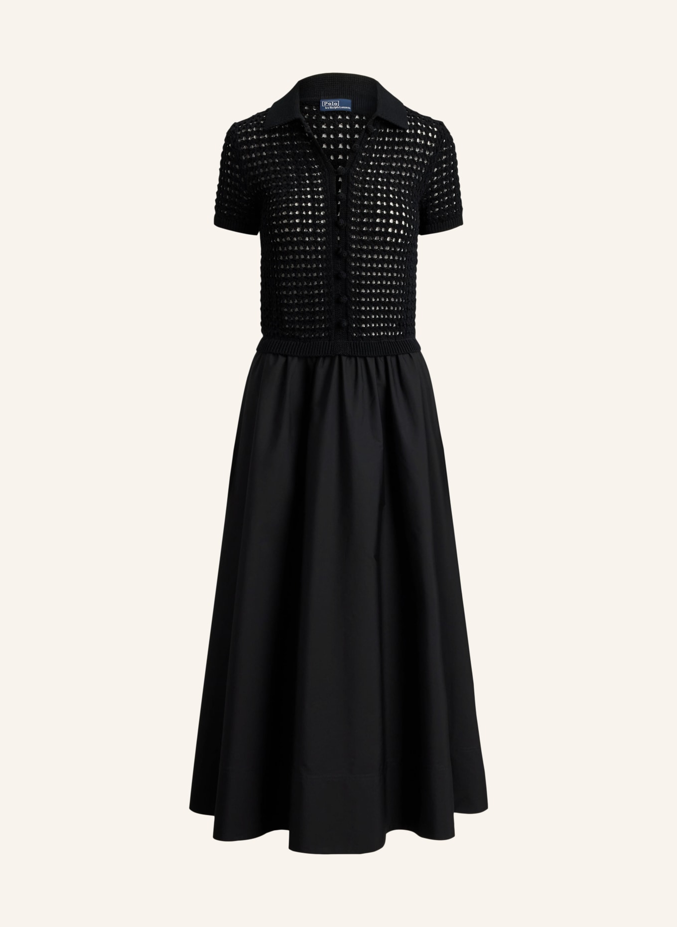 POLO RALPH LAUREN Kleid im Materialmix: SCHWARZ