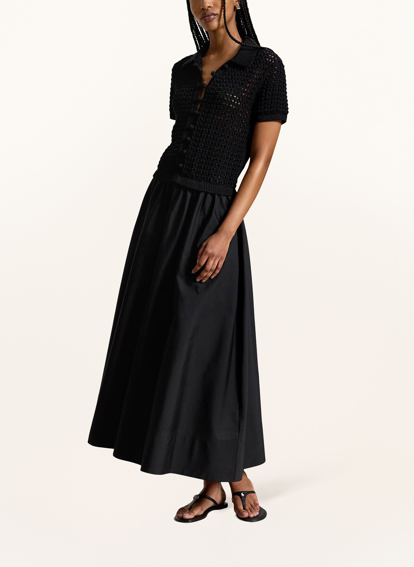 POLO RALPH LAUREN Kleid im Materialmix: SCHWARZ
