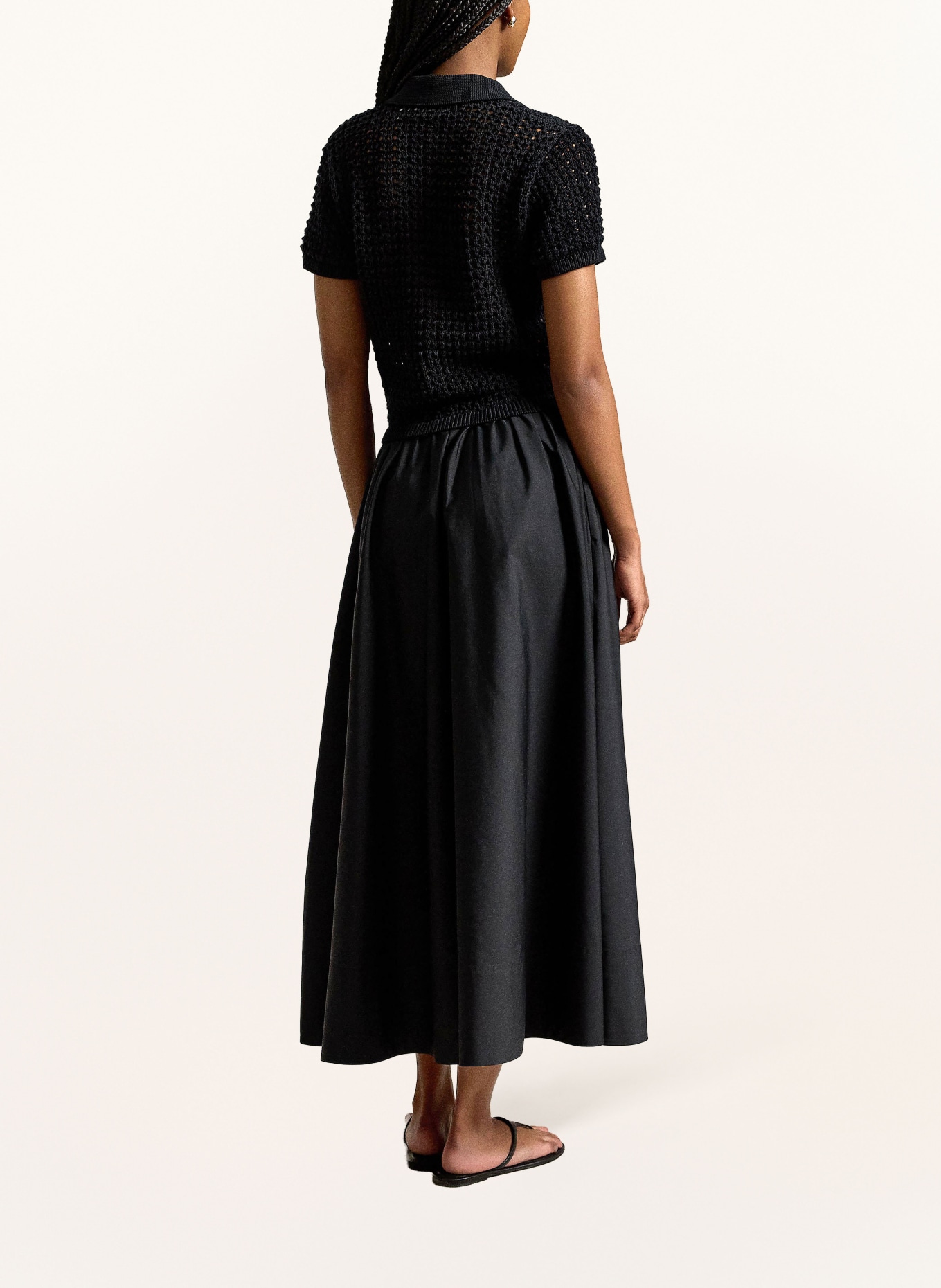 POLO RALPH LAUREN Kleid im Materialmix: SCHWARZ