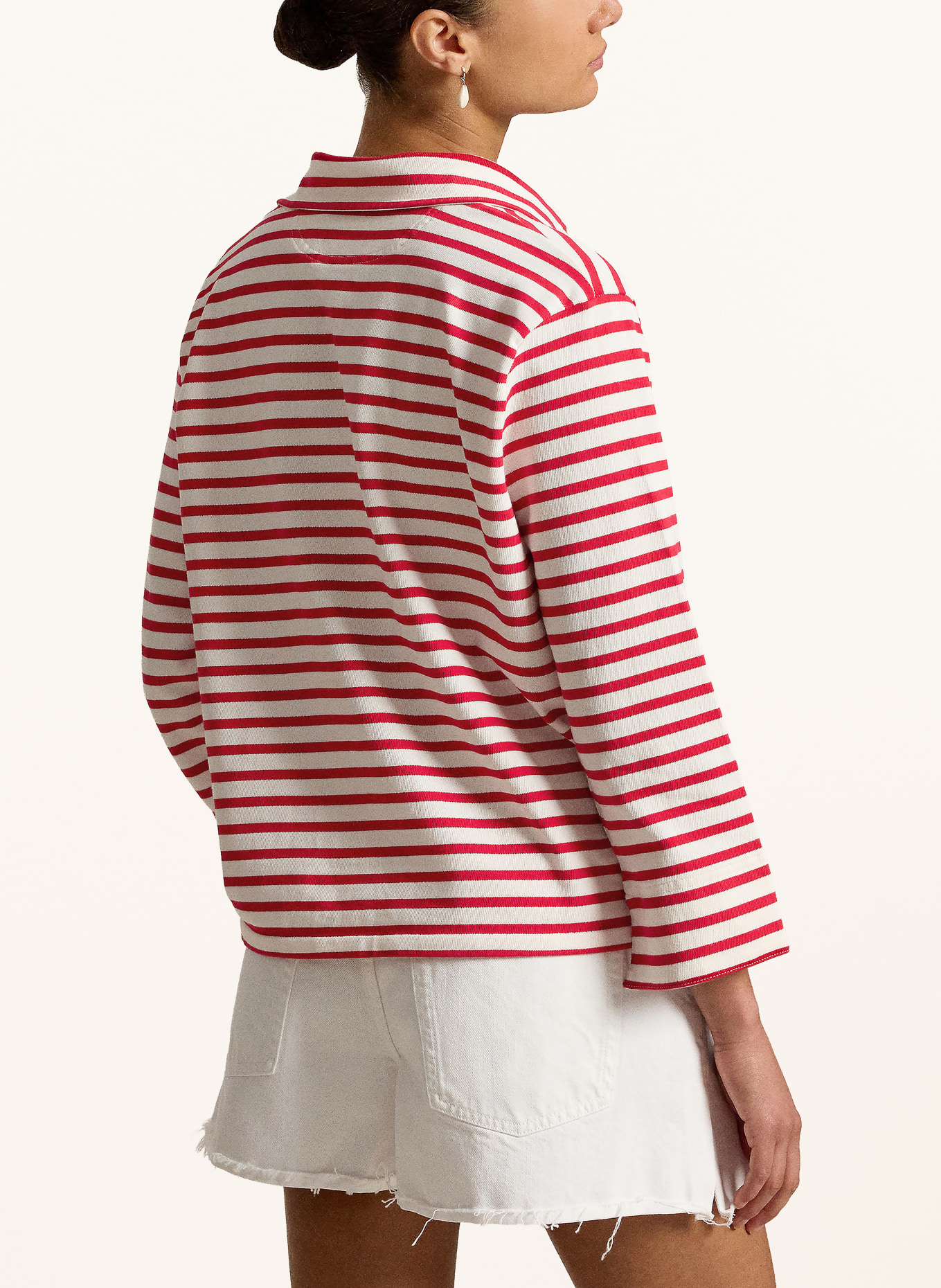 POLO RALPH LAUREN Jersey poloshirt met 3/4-mouwen: ROOD / WIT