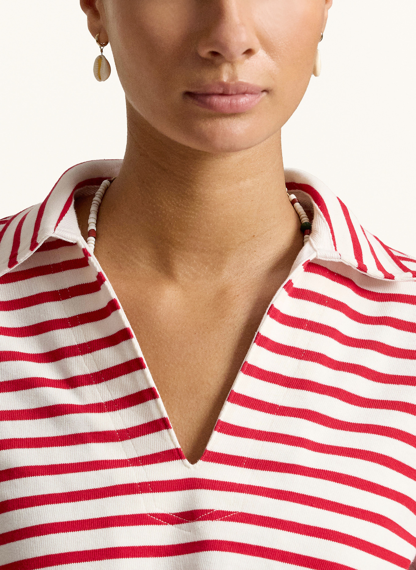 POLO RALPH LAUREN Jersey poloshirt met 3/4-mouwen: ROOD / WIT