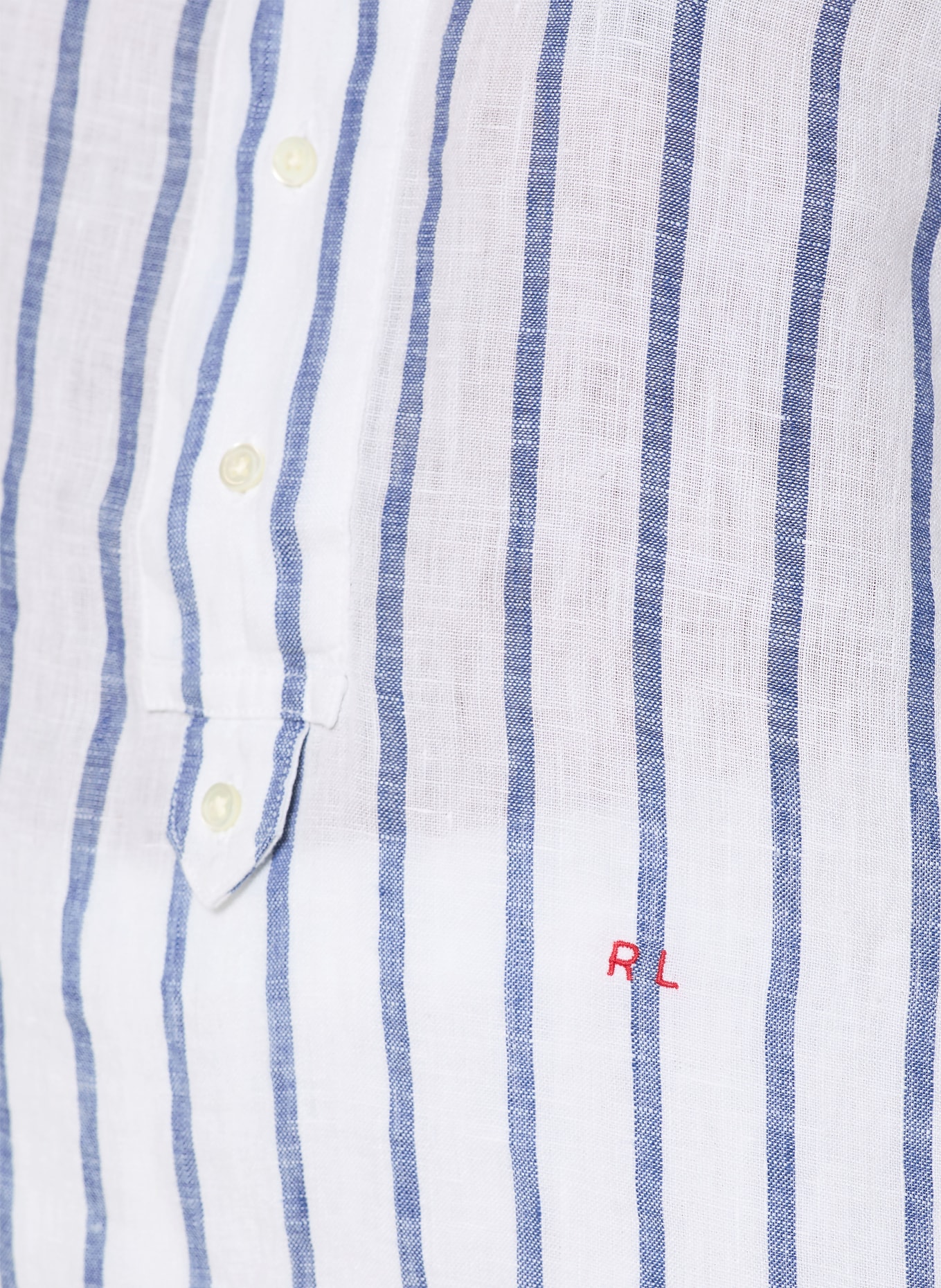 POLO RALPH LAUREN Blusenshirt aus Leinen: WEISS / DUNKELBLAU