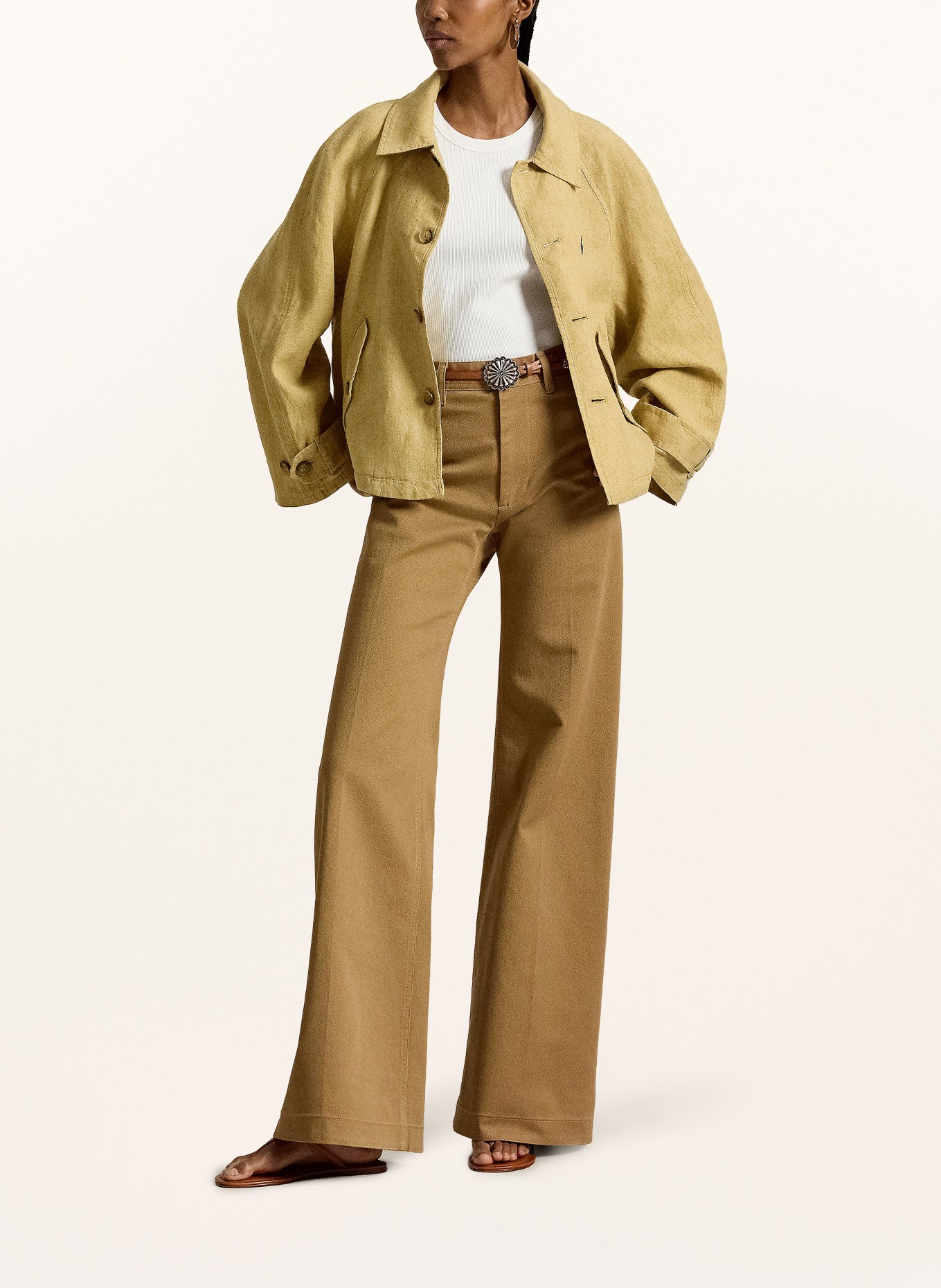 POLO RALPH LAUREN Overjas van linnen: CAMEL