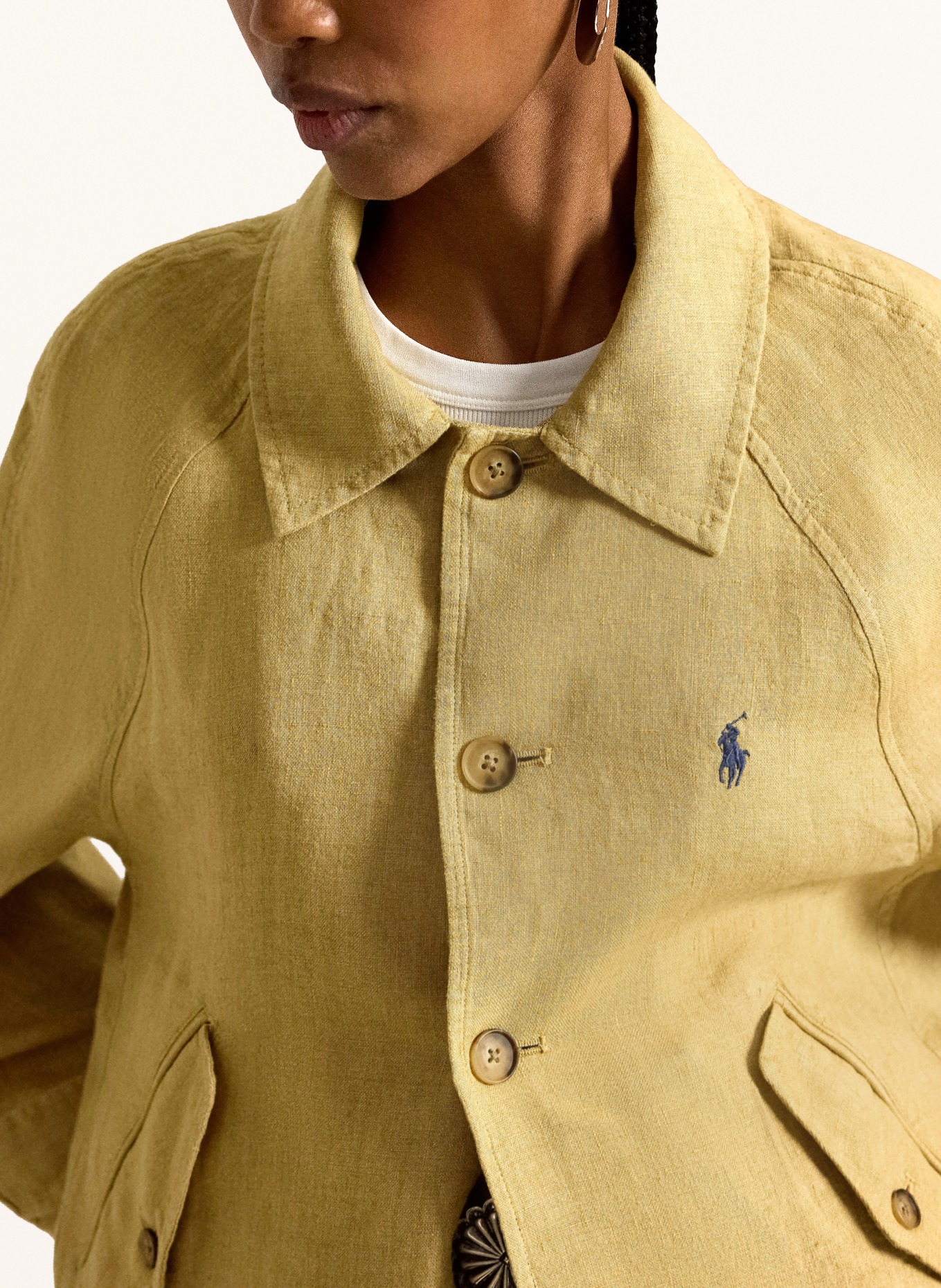 POLO RALPH LAUREN Overjas van linnen: CAMEL