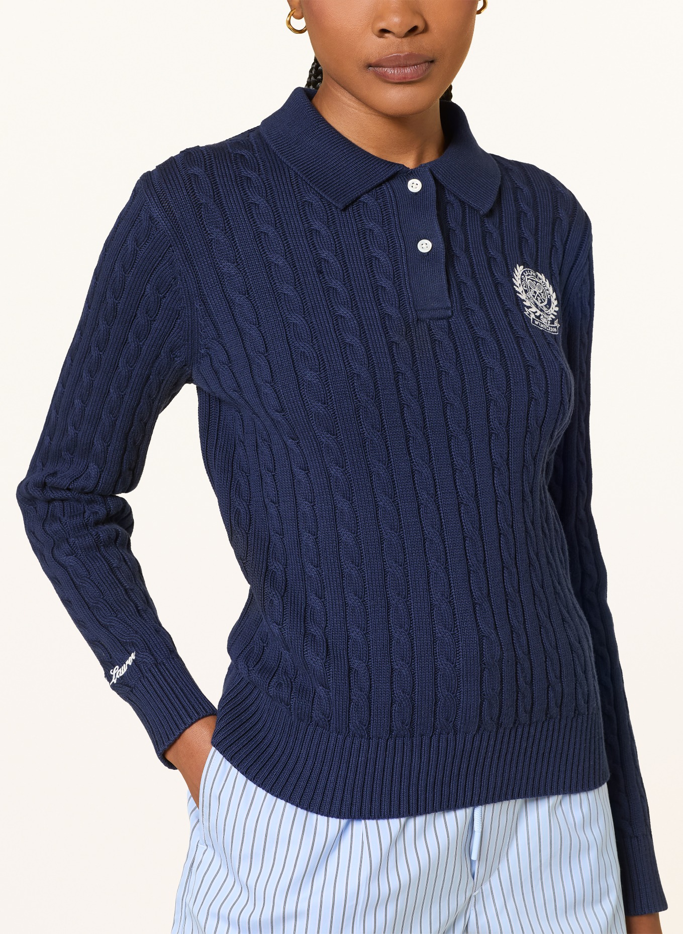 POLO RALPH LAUREN Gebreid poloshirt: DONKERBLAUW