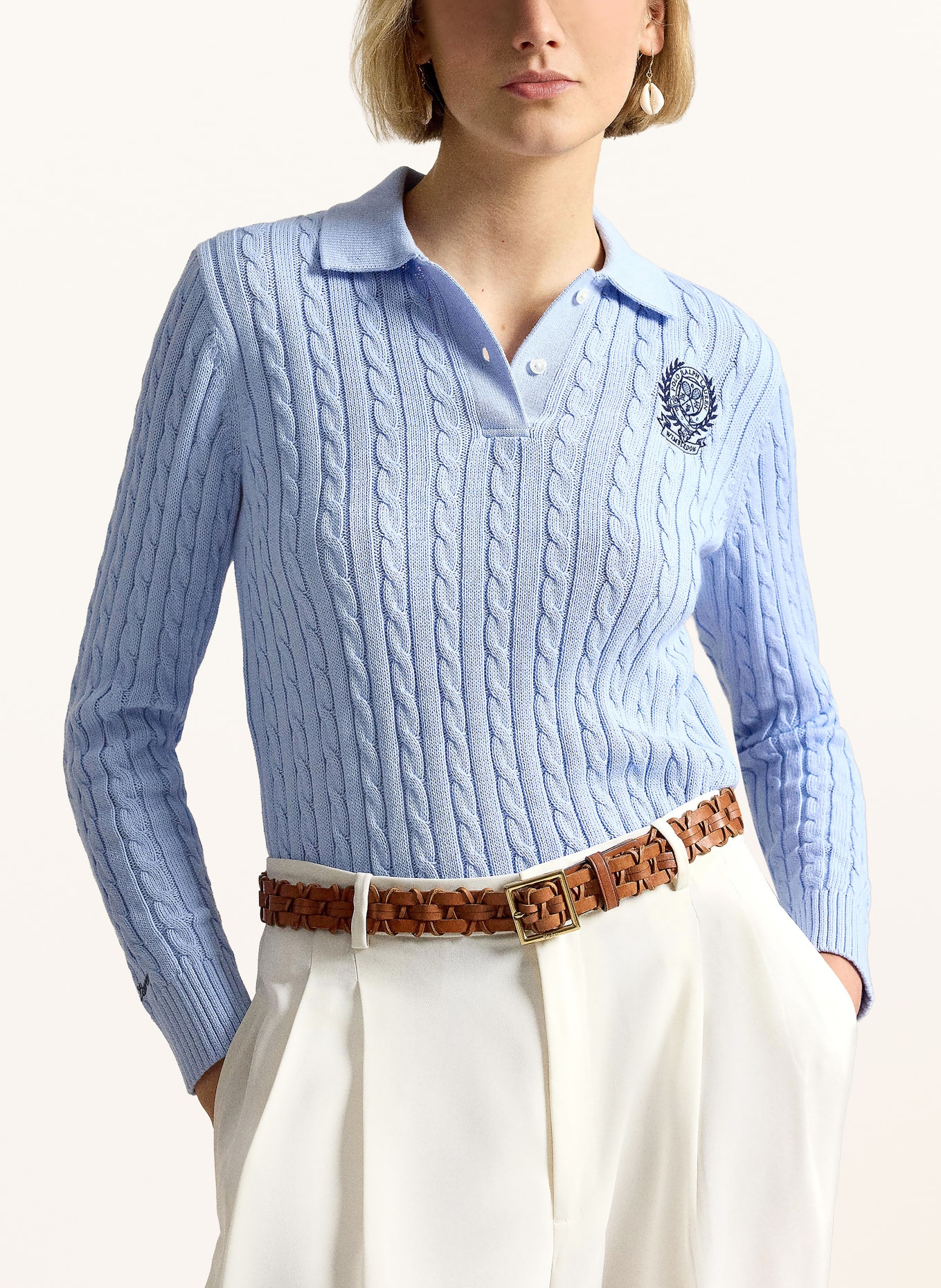 POLO RALPH LAUREN Knit polo shirt: LIGHT BLUE