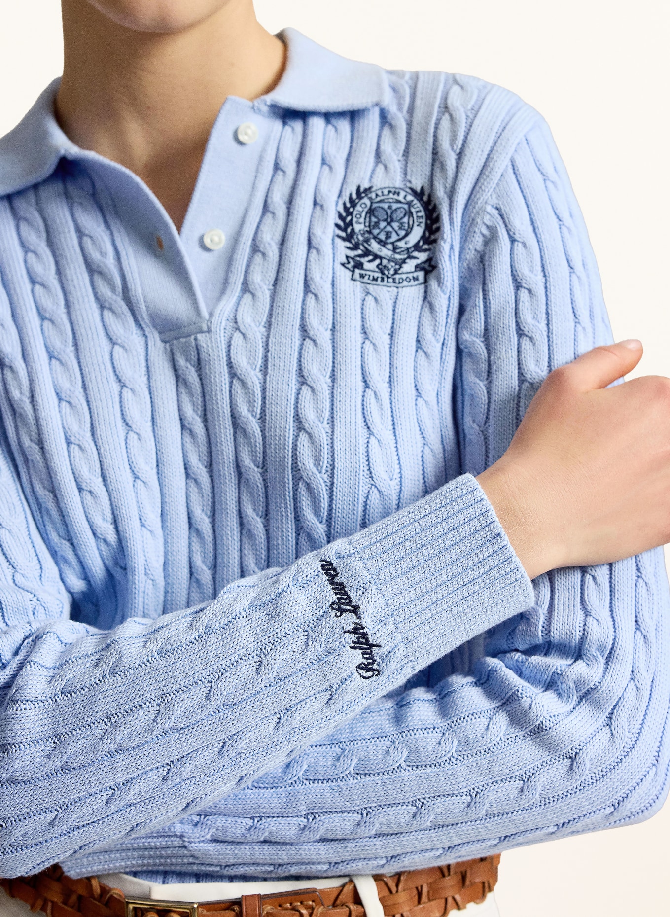 POLO RALPH LAUREN Knit polo shirt: LIGHT BLUE
