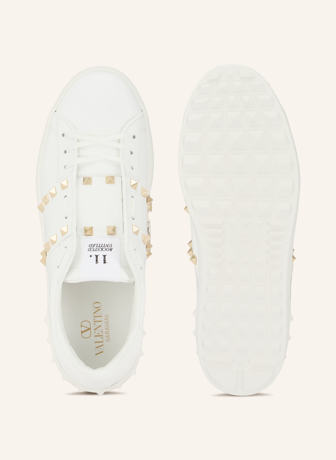 VALENTINO GARAVANI Sneaker ROCKSTUD UNTITLED mit Nieten: WEISS / GOLD