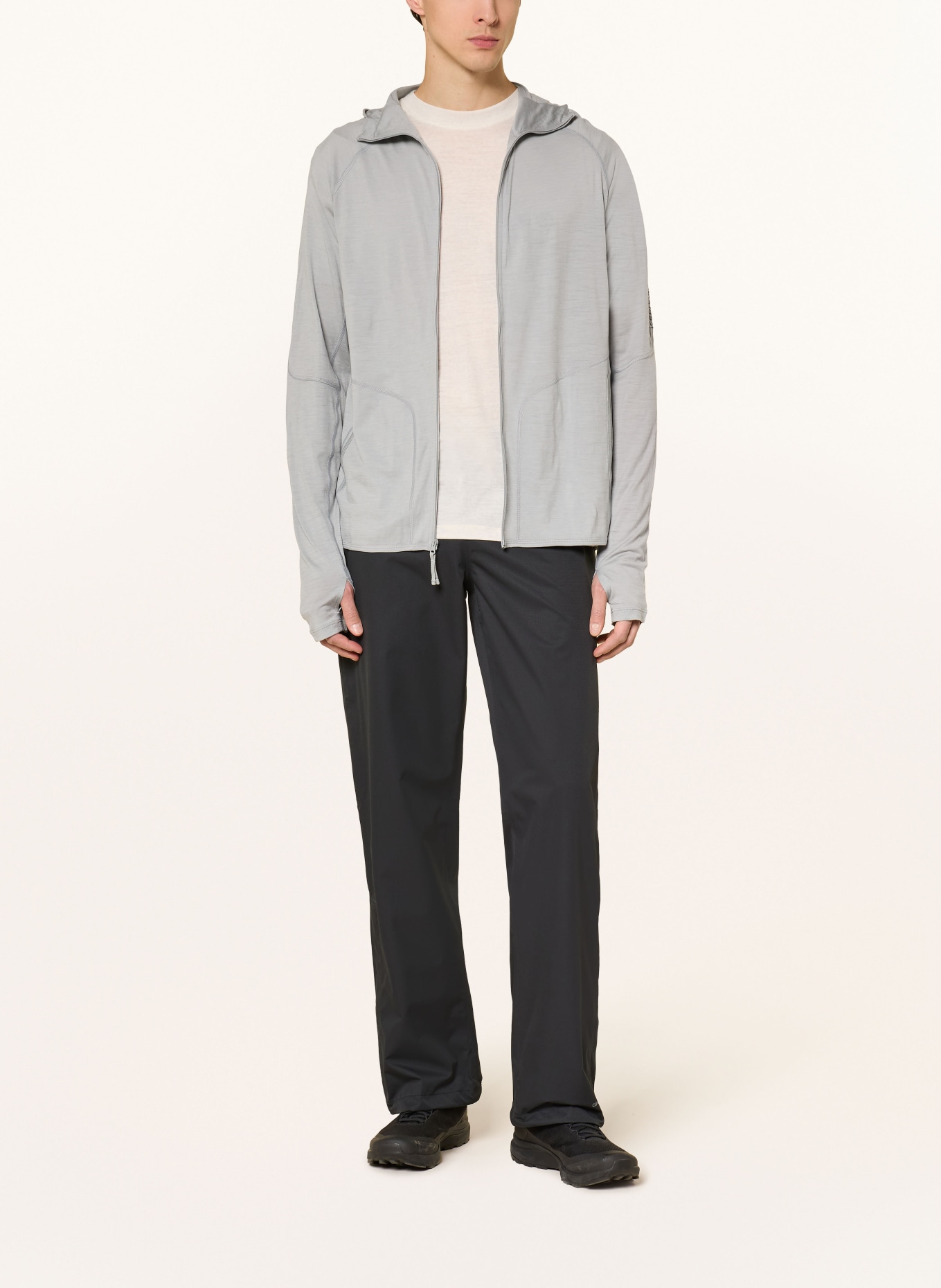 icebreaker 150 ACE Midlayer Jacket Made of Merino Wool: LIGHT GRAY