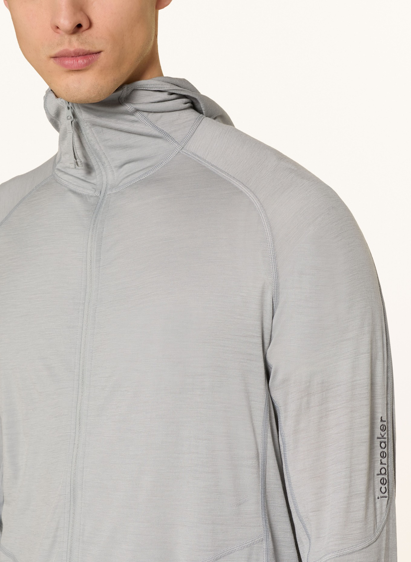 icebreaker 150 ACE Midlayer Jacket Made of Merino Wool: LIGHT GRAY